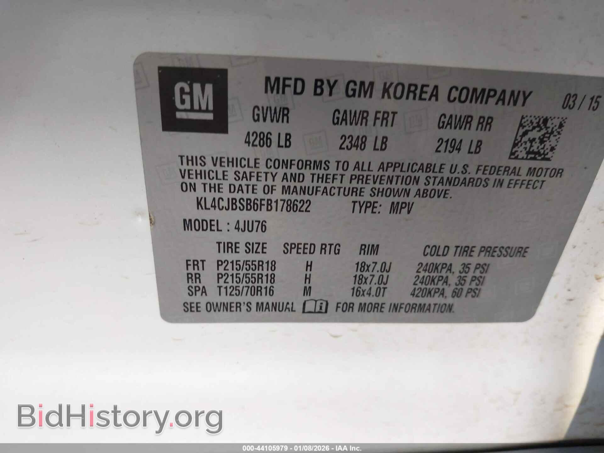 2015 BUICK ENCORE - VIN: KL4CJBSB6FB178622 - Фото 9