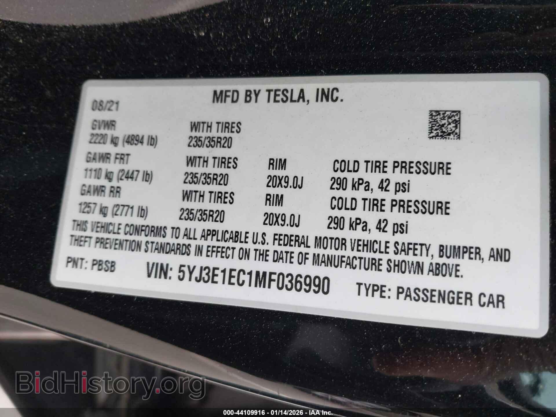 2021 TESLA MODEL 3 - VIN: 5YJ3E1EC1MF036990 - Фото 9