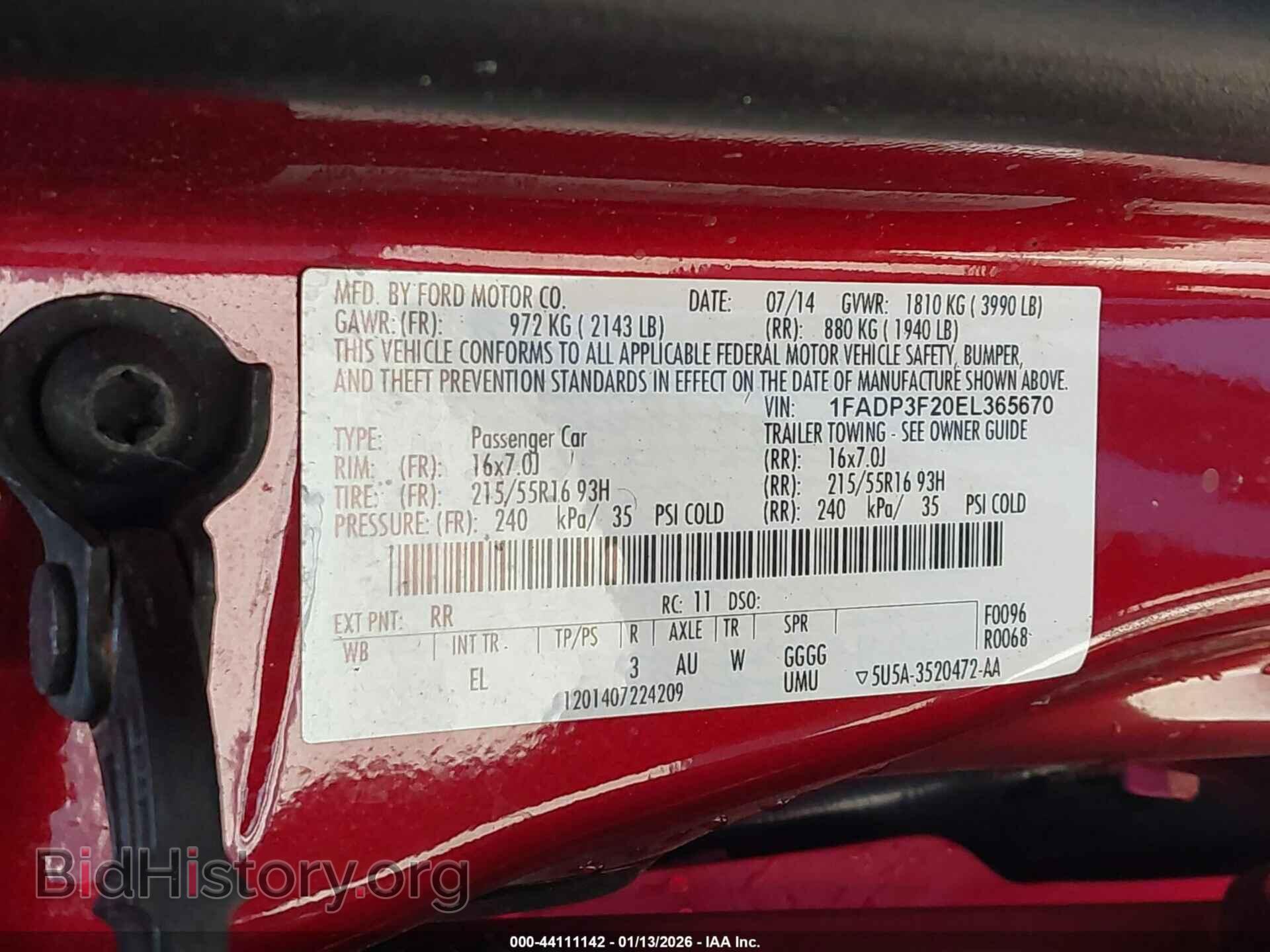 2014 FORD FOCUS - VIN: 1FADP3F20EL365670 - Фото 9
