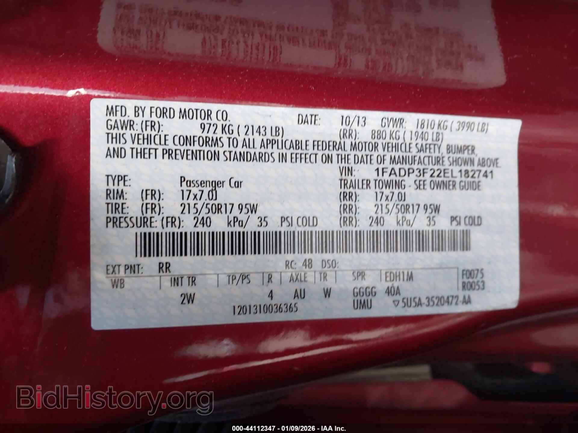 2014 FORD FOCUS - VIN: 1FADP3F22EL182741 - Фото 9