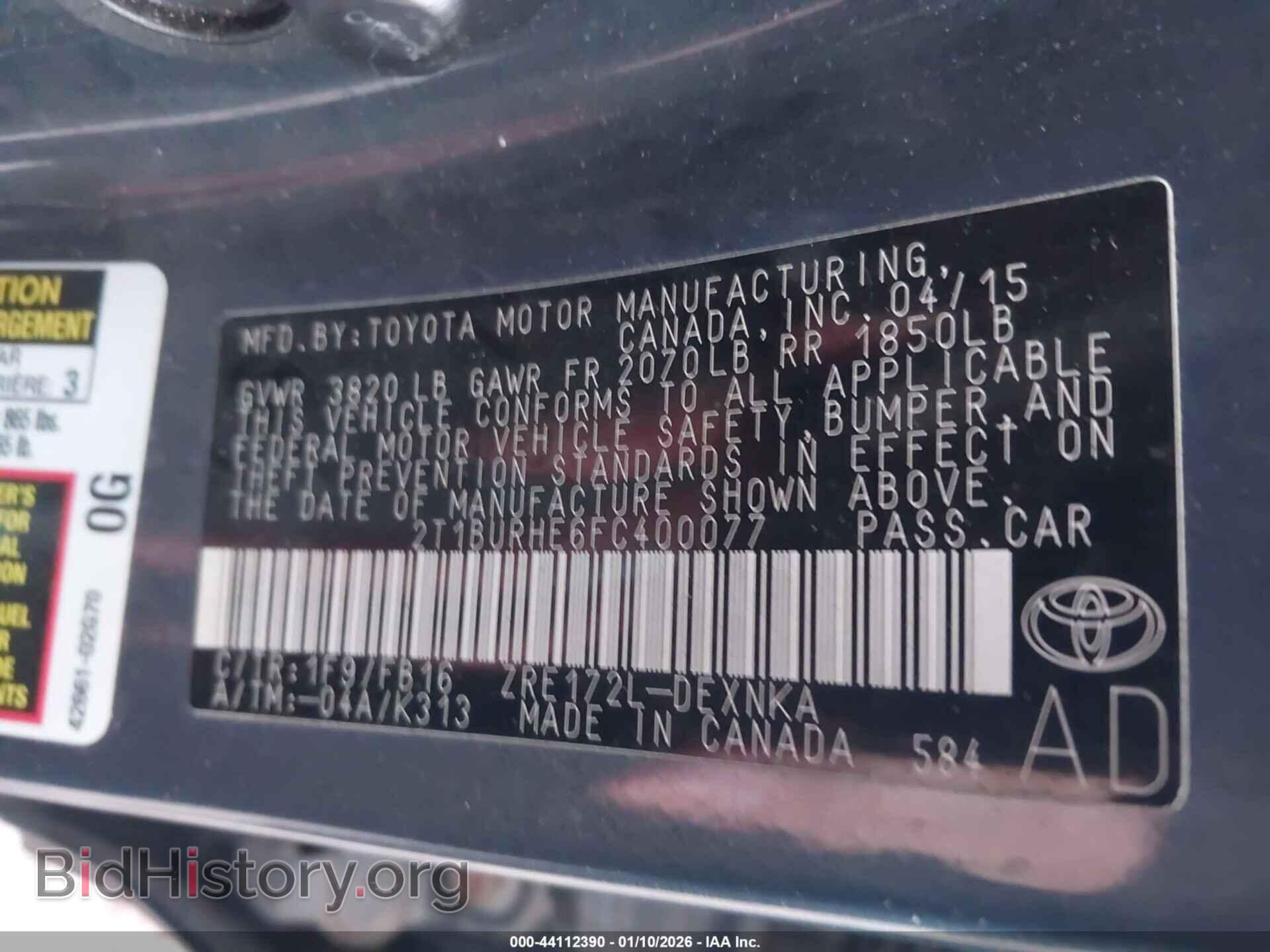 2015 TOYOTA COROLLA - VIN: 2T1BURHE6FC400077 - Фото 9