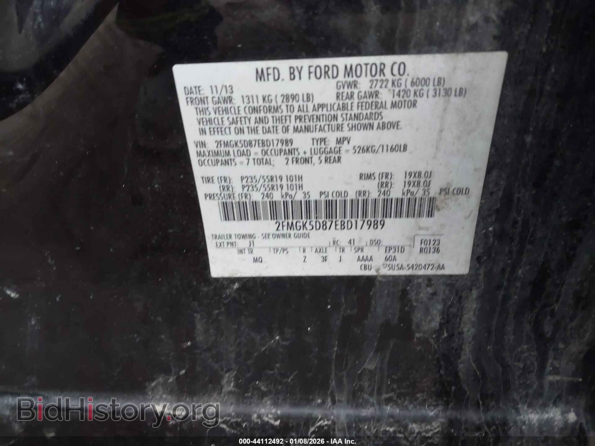 2014 FORD FLEX - VIN: 2FMGK5D87EBD17989 - Photo 9