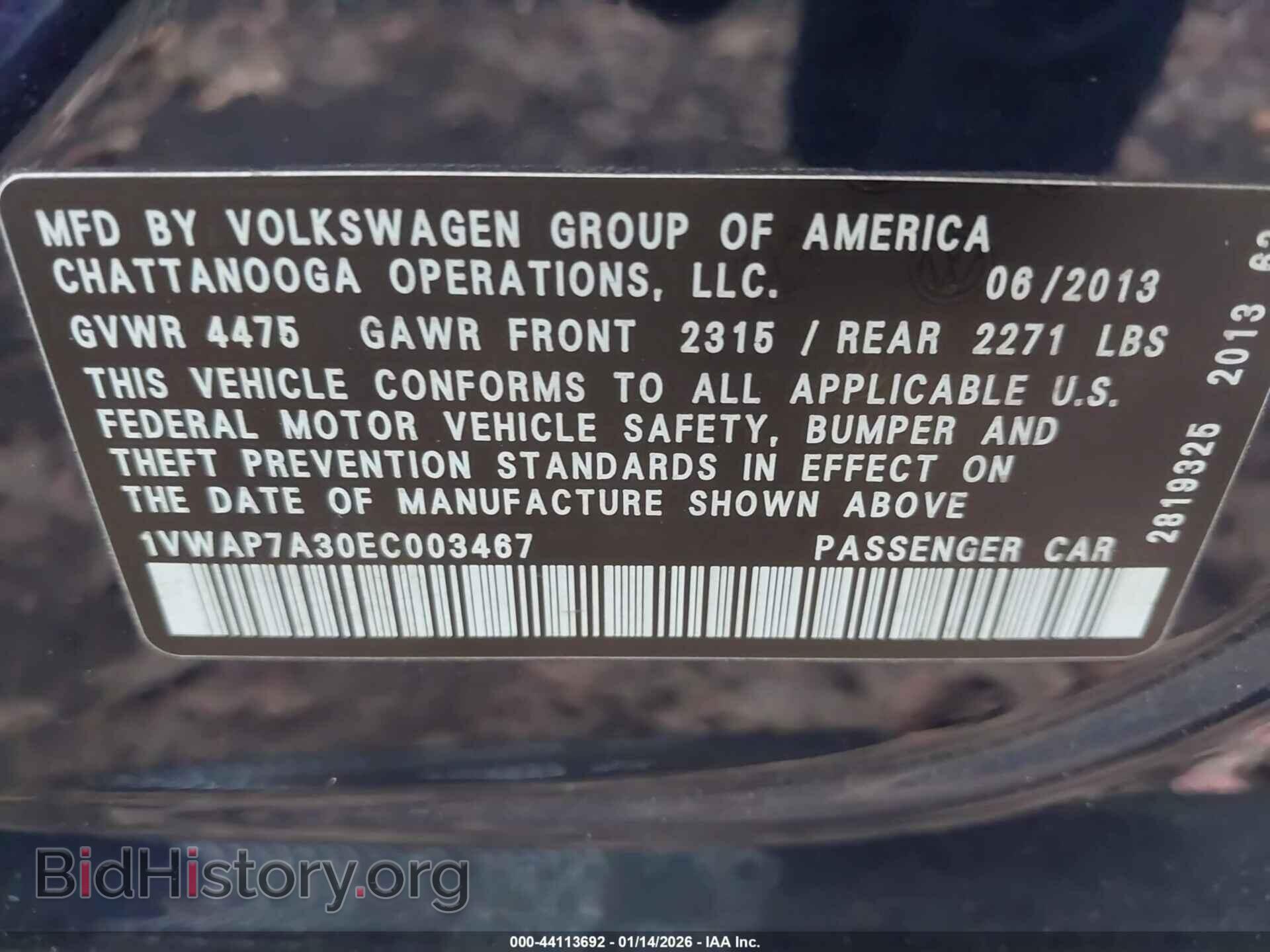 2014 VOLKSWAGEN PASSAT - VIN: 1VWAP7A30EC003467 - Фото 9