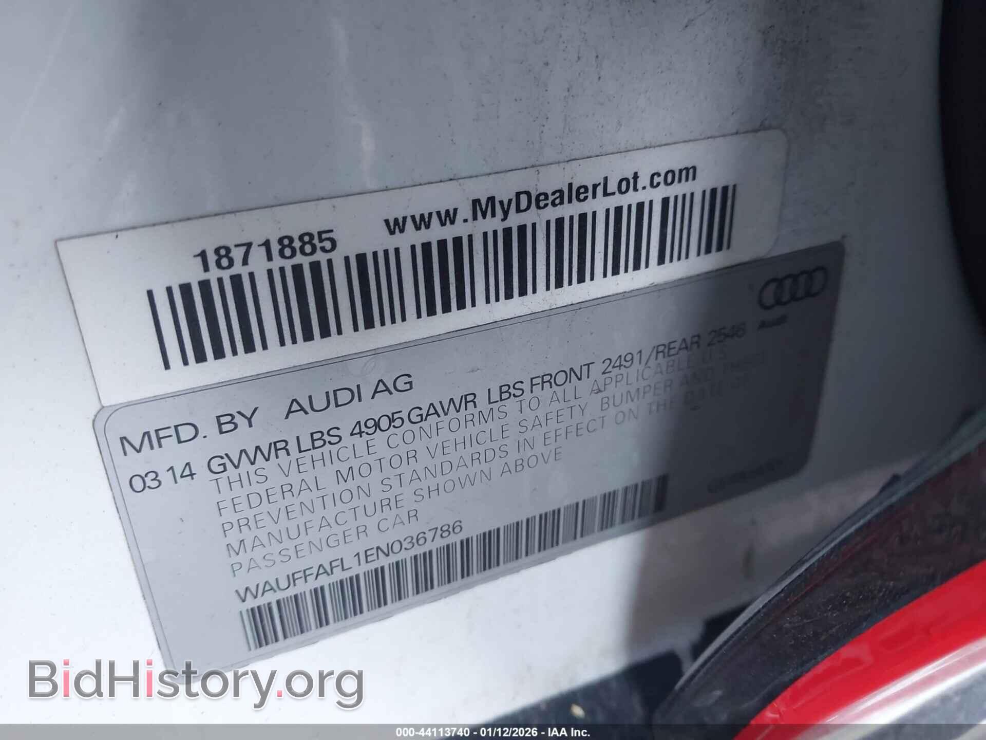 2014 AUDI A4 - VIN: WAUFFAFL1EN036786 - Фото 9