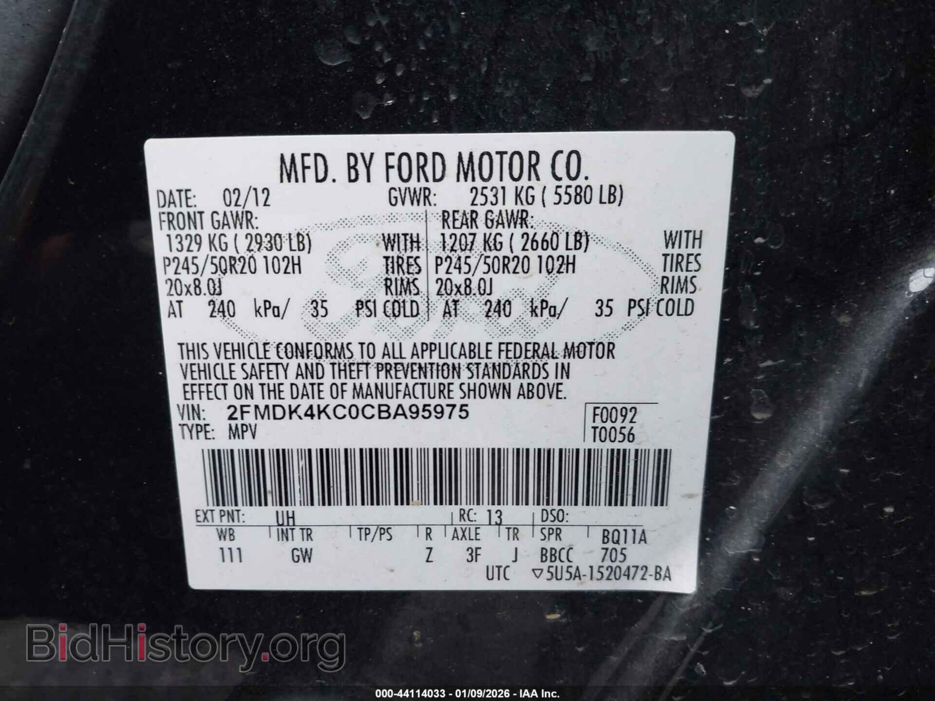 2012 FORD EDGE - VIN: 2FMDK4KC0CBA95975 - Photo 9