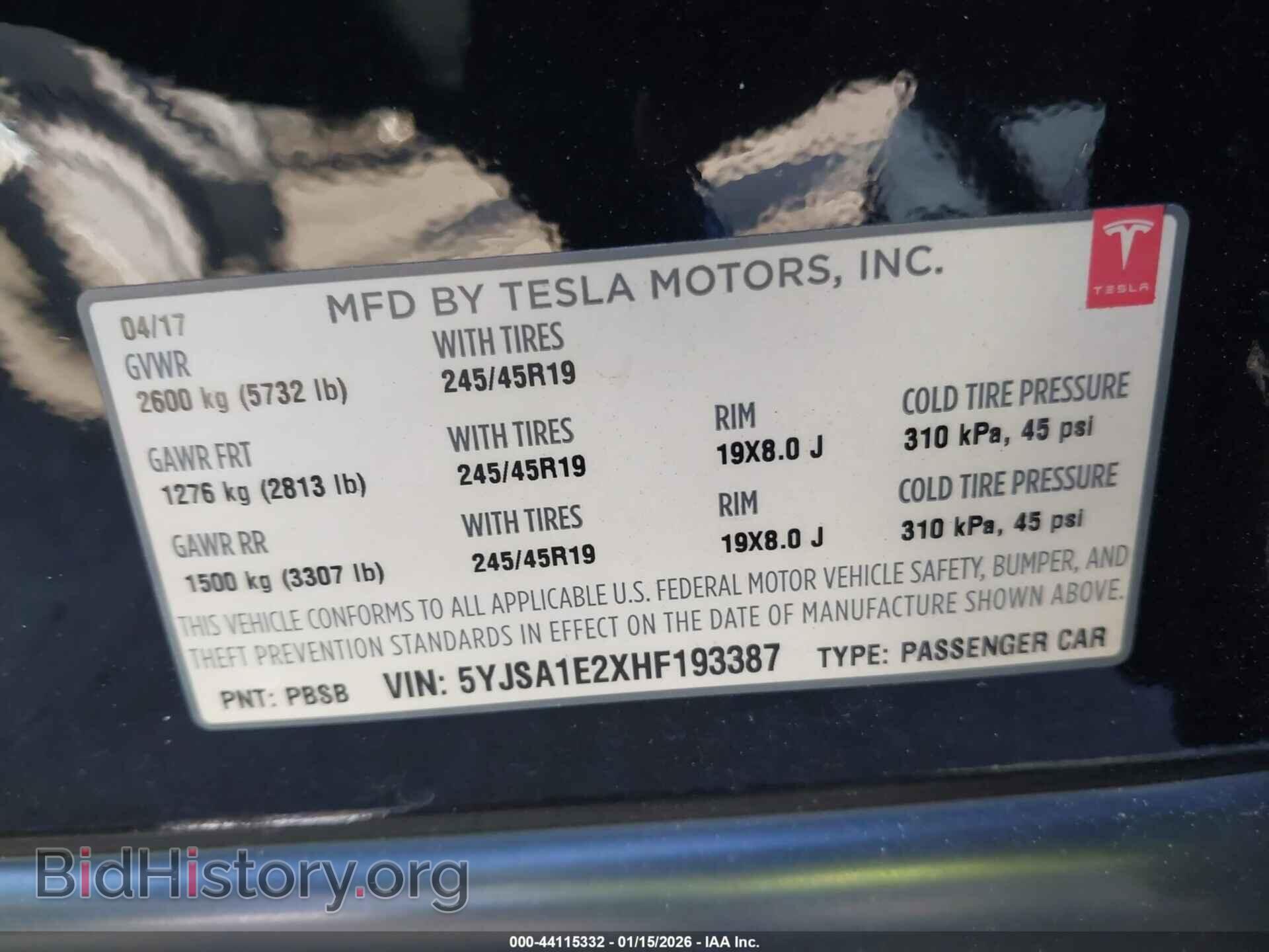 2017 TESLA MODEL S - VIN: 5YJSA1E2XHF193387 - Photo 9