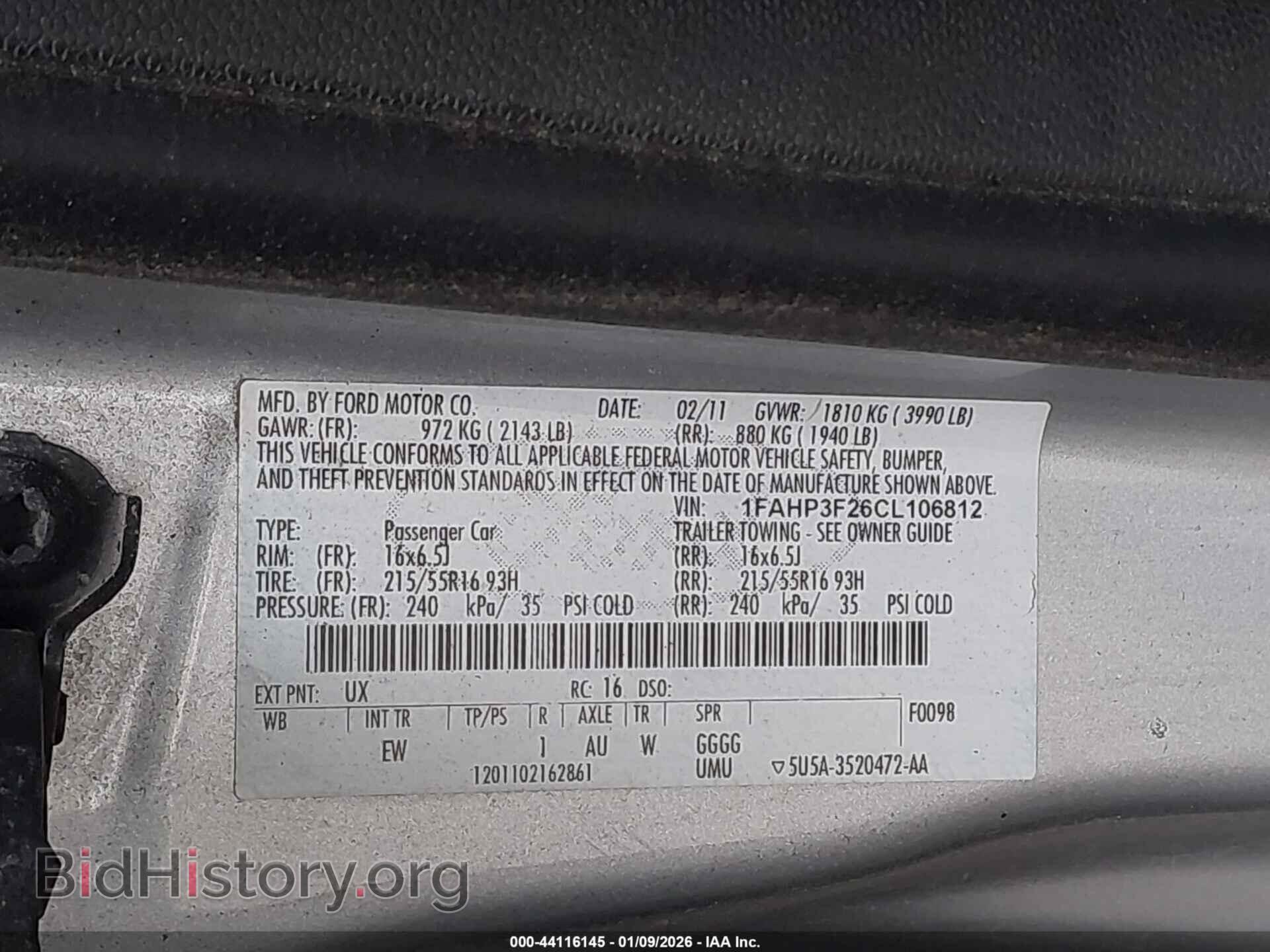 2012 FORD FOCUS - VIN: 1FAHP3F26CL106812 - Фото 9