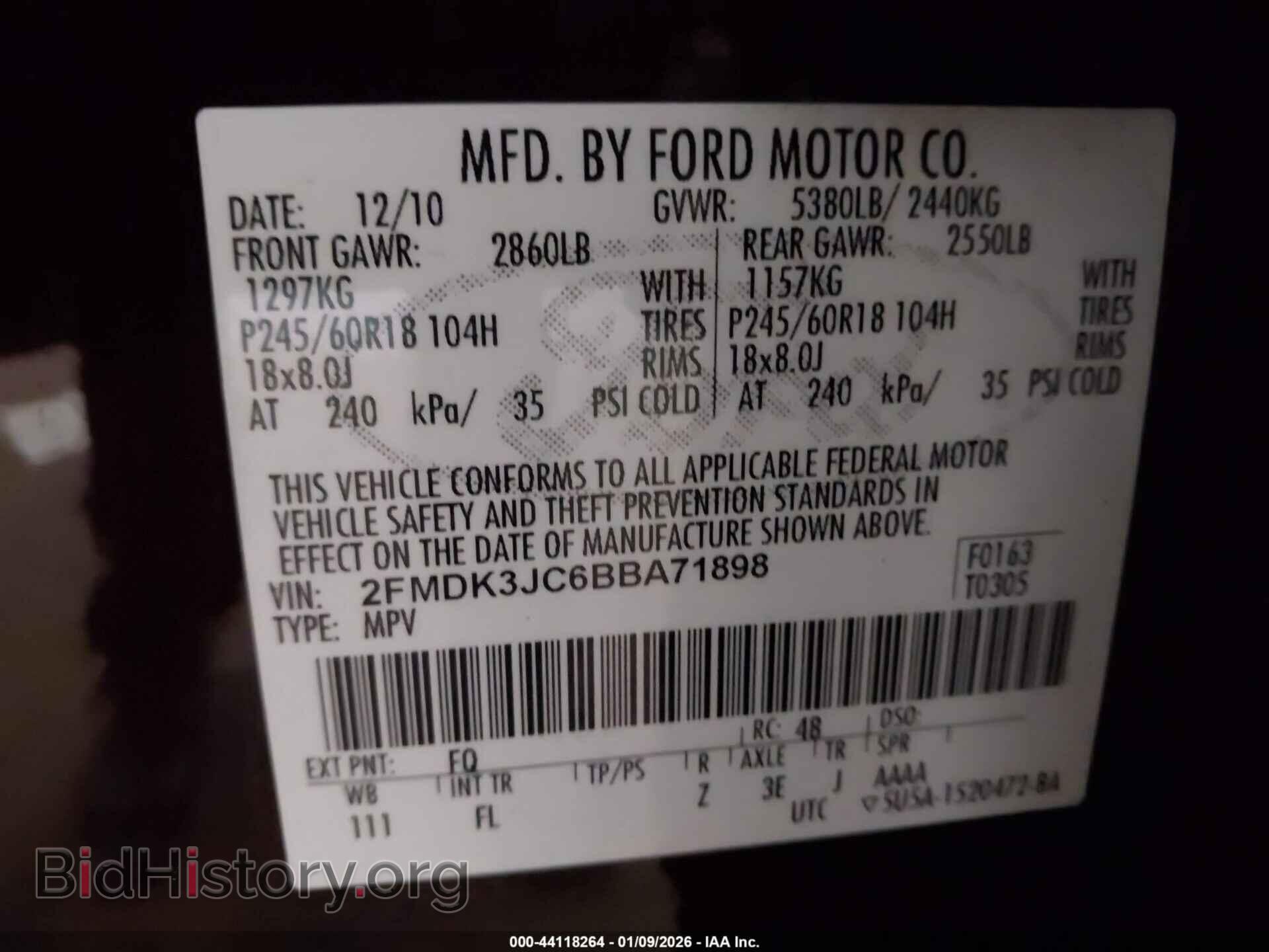 2011 FORD EDGE - VIN: 2FMDK3JC6BBA71898 - Photo 9