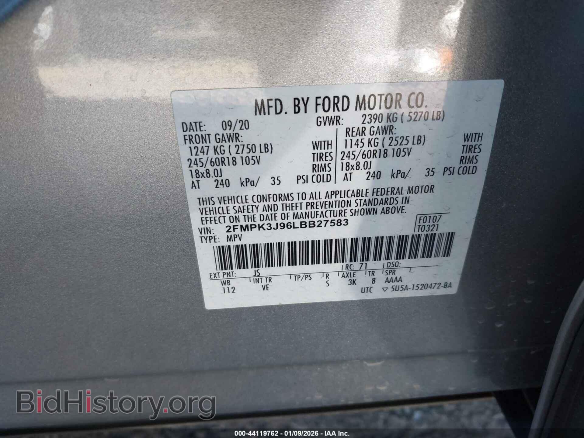 2020 FORD EDGE - VIN: 2FMPK3J96LBB27583 - Фото 9