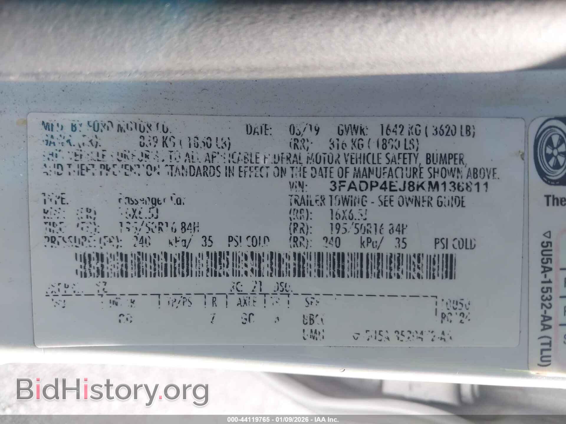 2019 FORD FIESTA - VIN: 3FADP4EJ8KM136811 - Фото 9