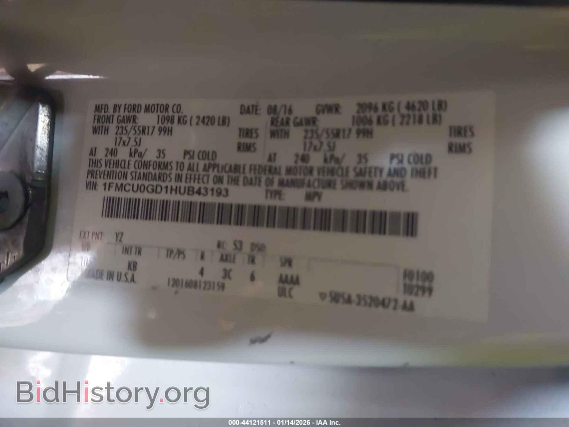 2017 FORD ESCAPE - VIN: 1FMCU0GD1HUB43193 - Фото 9