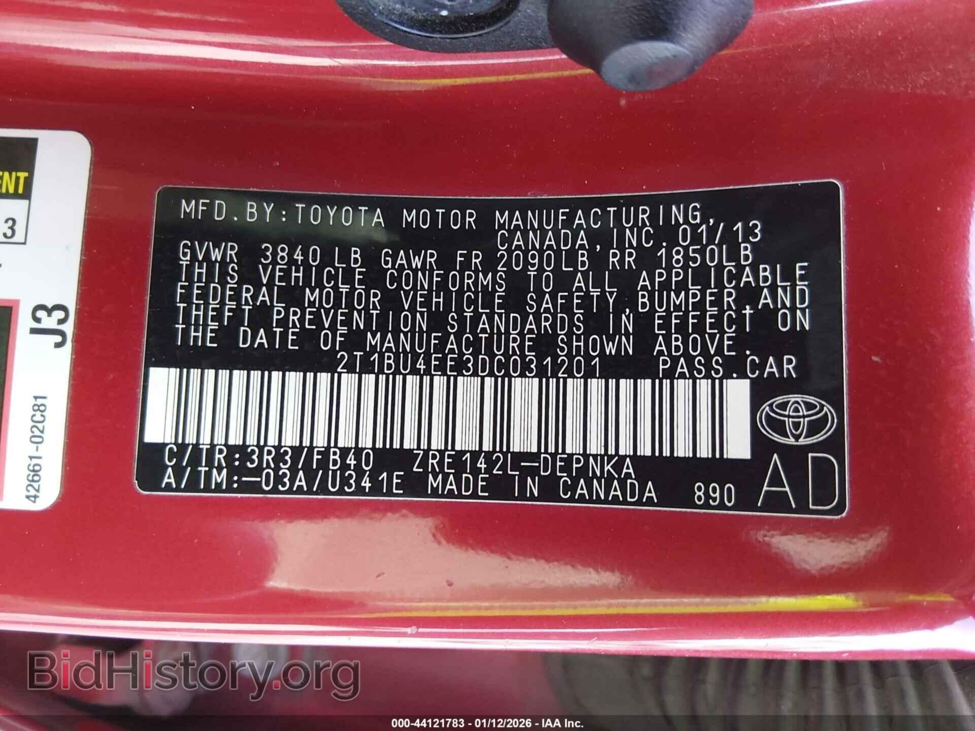 2013 TOYOTA COROLLA - VIN: 2T1BU4EE3DC031201 - Фото 9