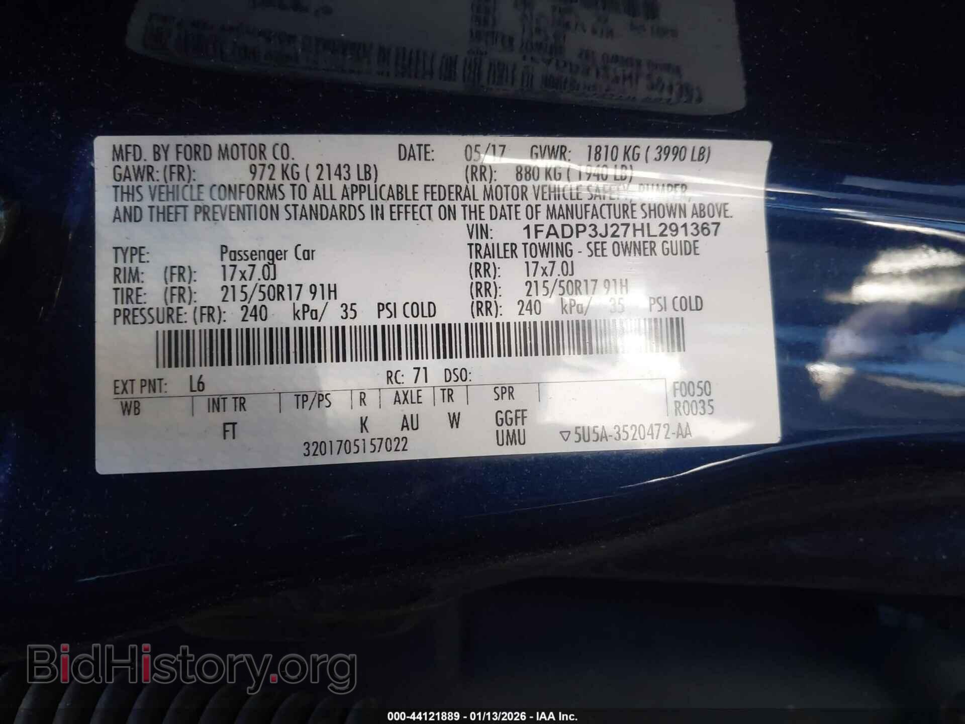 2017 FORD FOCUS - VIN: 1FADP3J27HL291367 - Photo 9
