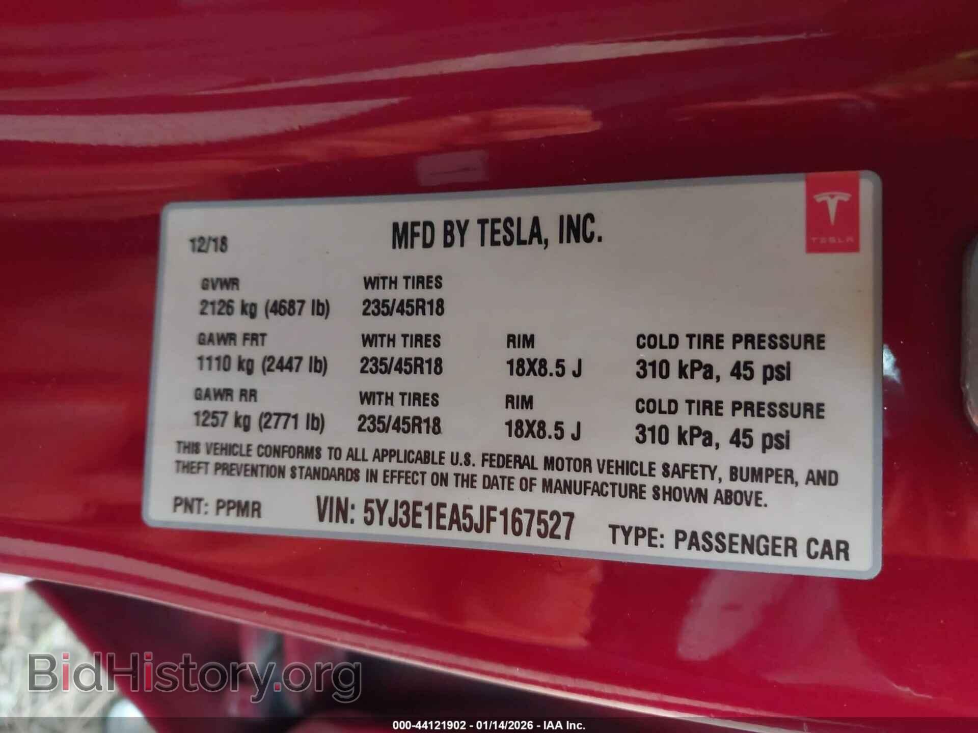2018 TESLA MODEL 3 - VIN: 5YJ3E1EA5JF167527 - Photo 9