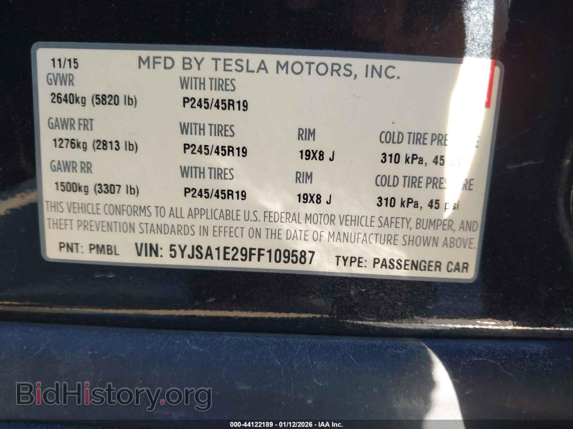 2015 TESLA MODEL S - VIN: 5YJSA1E29FF109587 - Photo 9