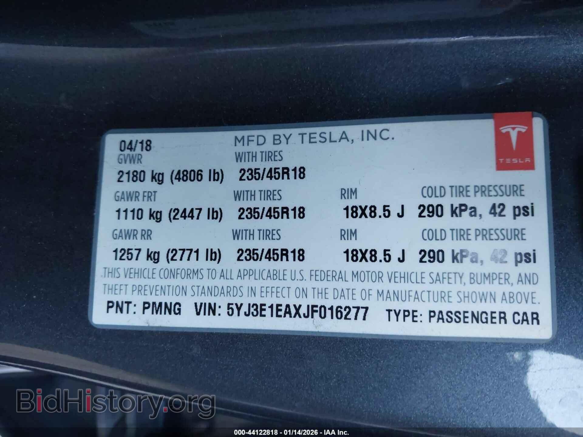 2018 TESLA MODEL 3 - VIN: 5YJ3E1EAXJF016277 - Photo 9