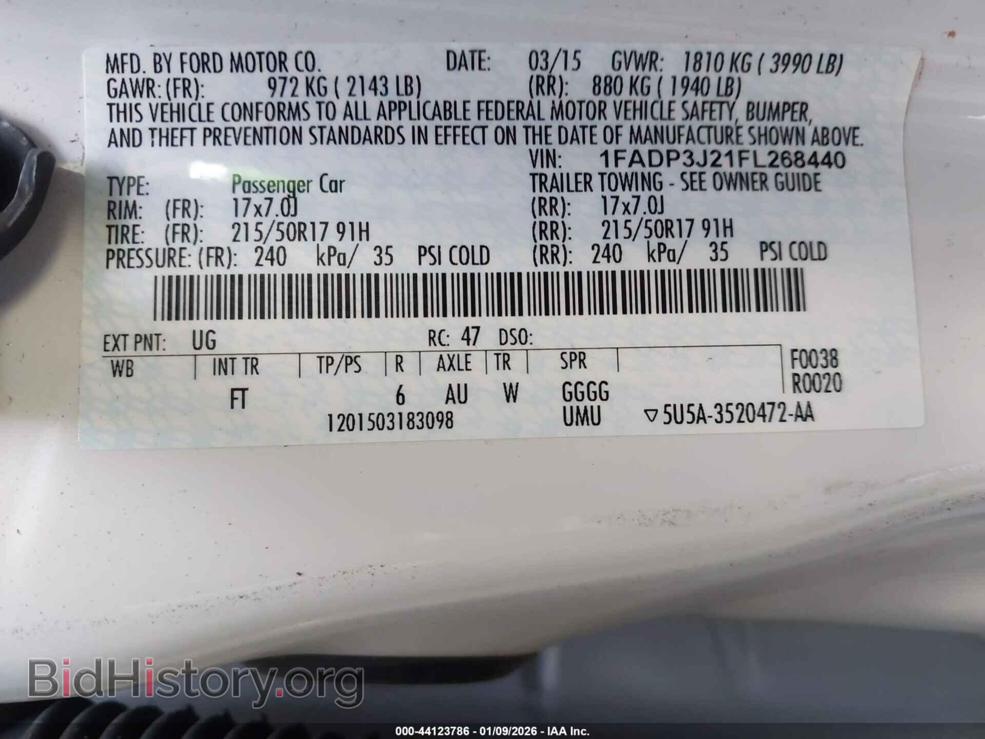 2015 FORD FOCUS - VIN: 1FADP3J21FL268440 - Фото 9