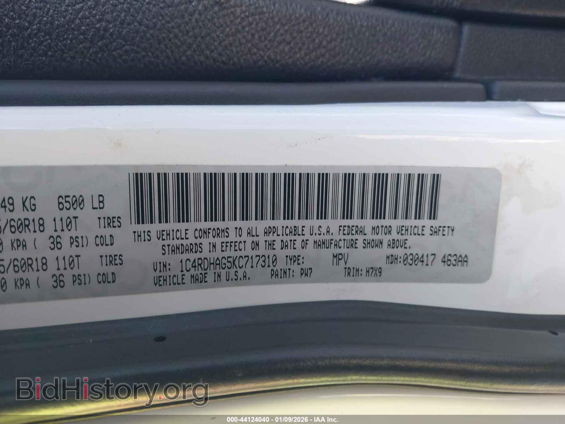 2019 DODGE DURANGO - VIN: 1C4RDHAG5KC717310 - Фото 9