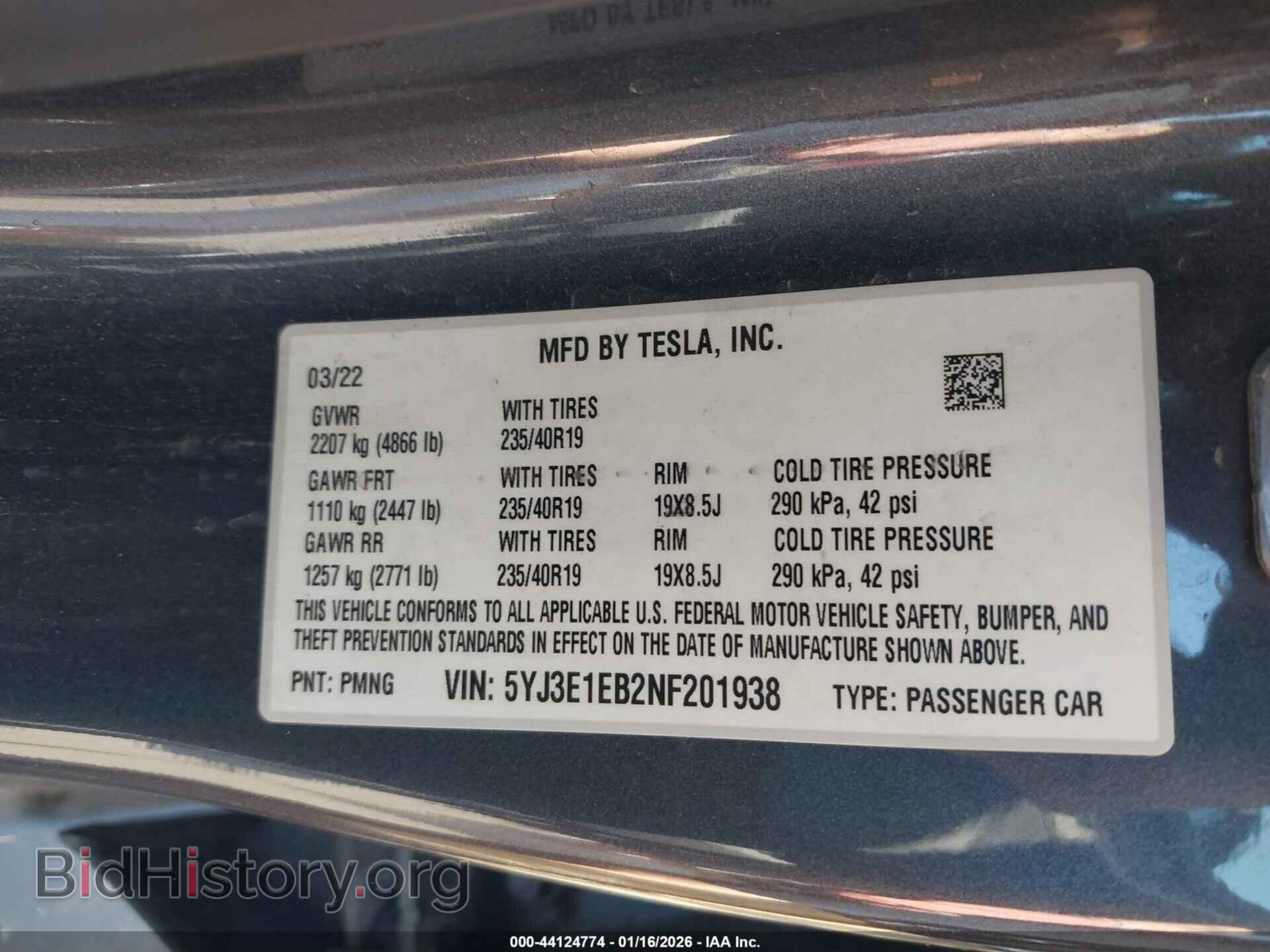 2022 TESLA MODEL 3 - VIN: 5YJ3E1EB2NF201938 - Фото 9