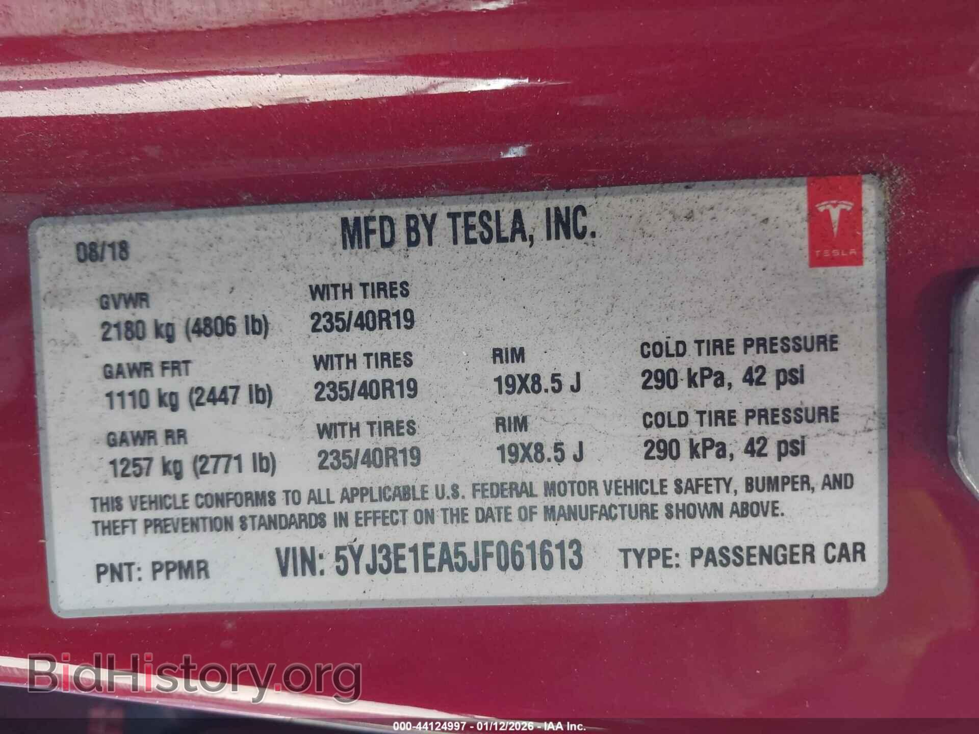 2018 TESLA MODEL 3 - VIN: 5YJ3E1EA5JF061613 - Photo 9