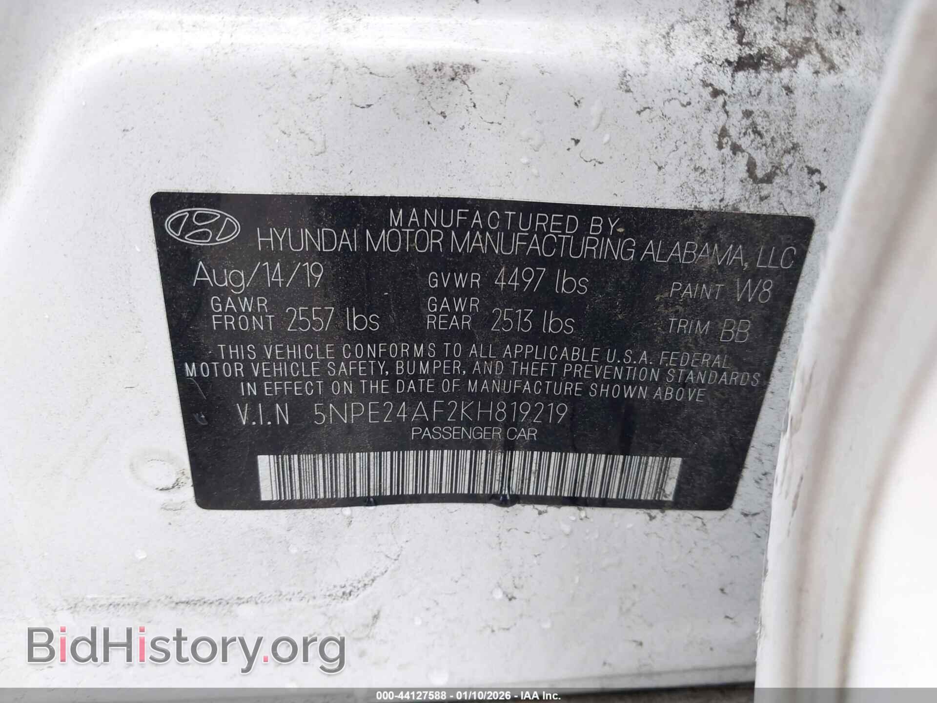 2019 HYUNDAI SONATA - VIN: 5NPE24AF2KH819219 - Фото 9