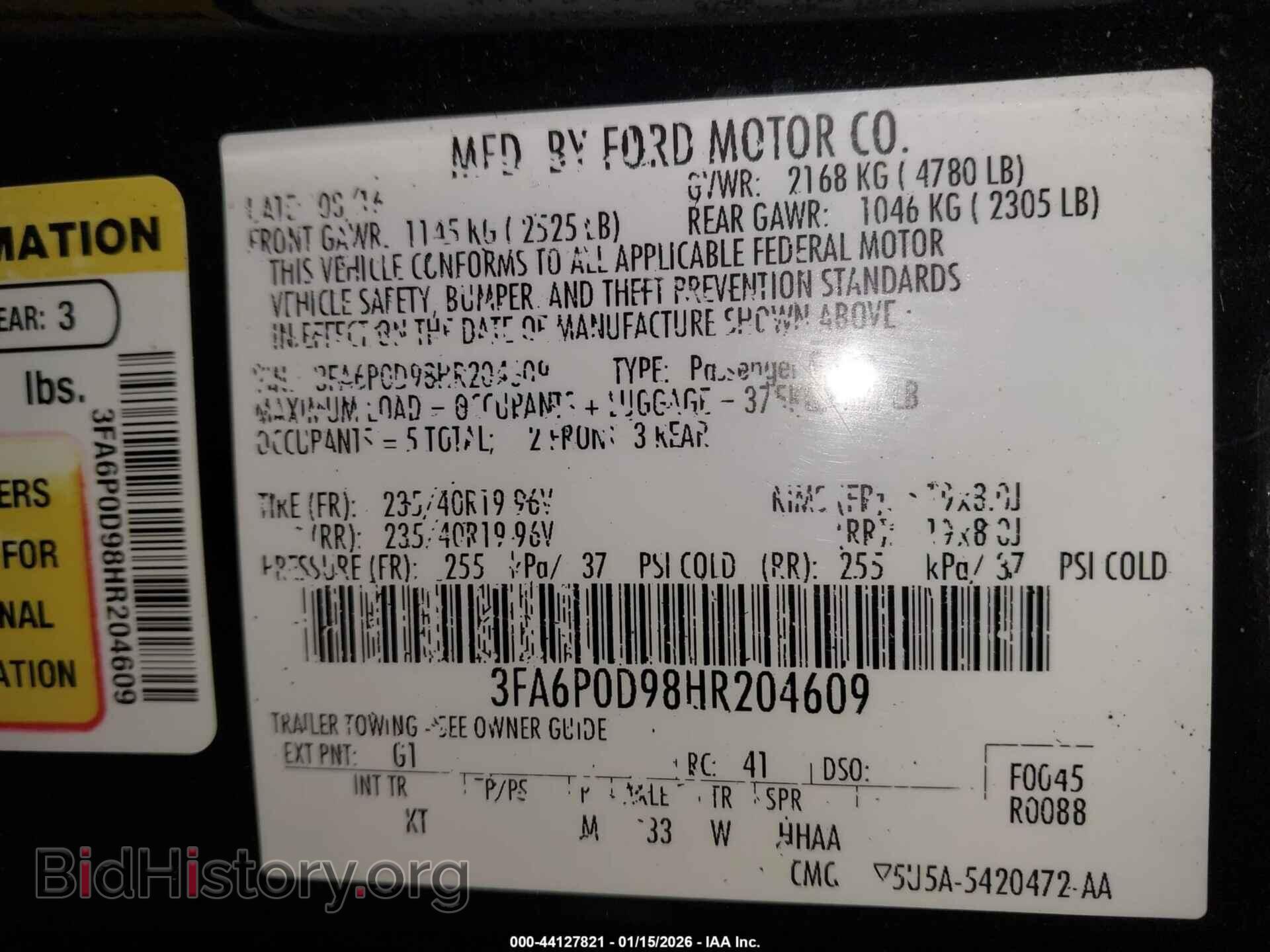 2017 FORD FUSION - VIN: 3FA6P0D98HR204609 - Фото 9