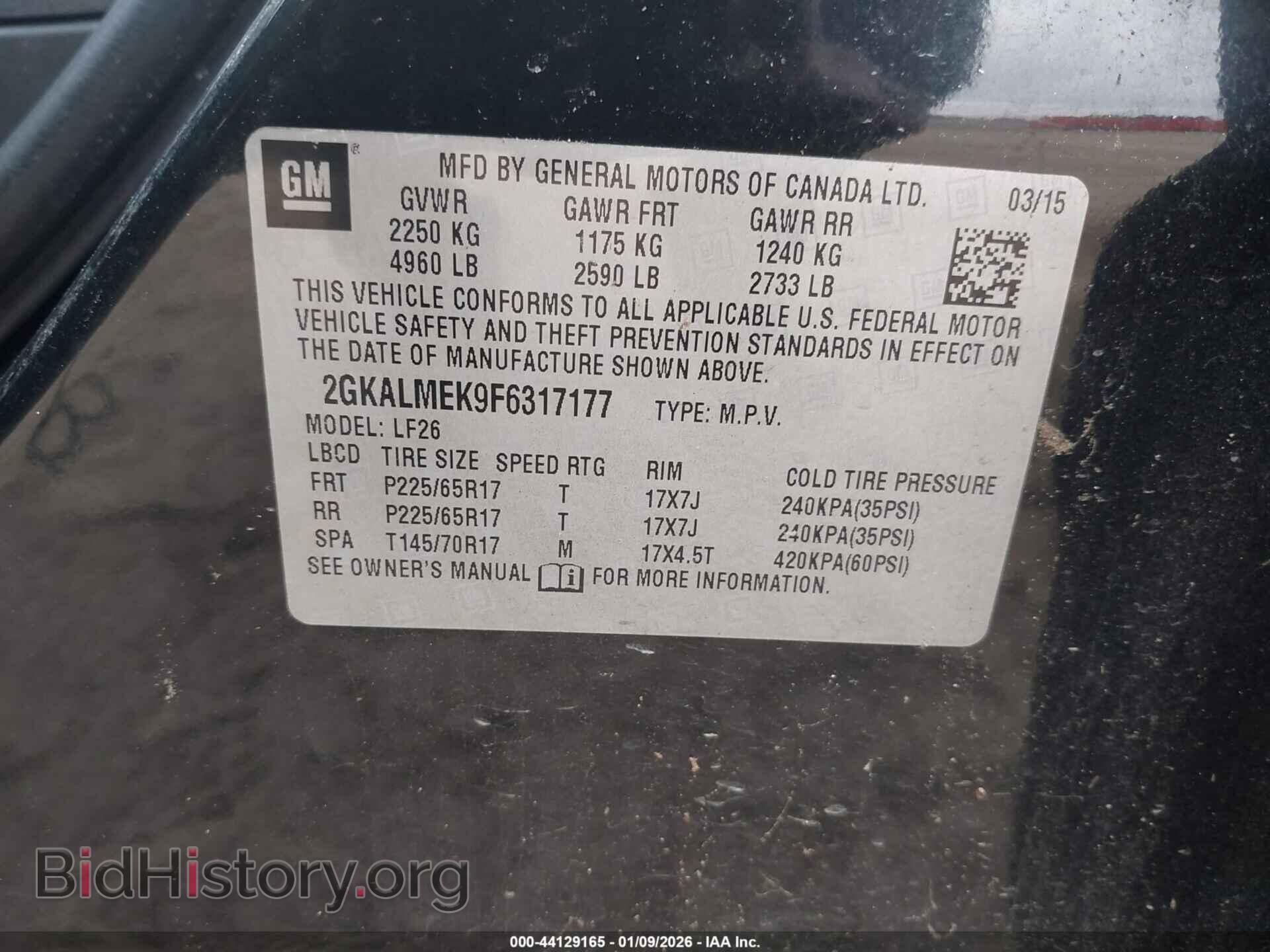 2015 GMC TERRAIN - VIN: 2GKALMEK9F6317177 - Photo 9