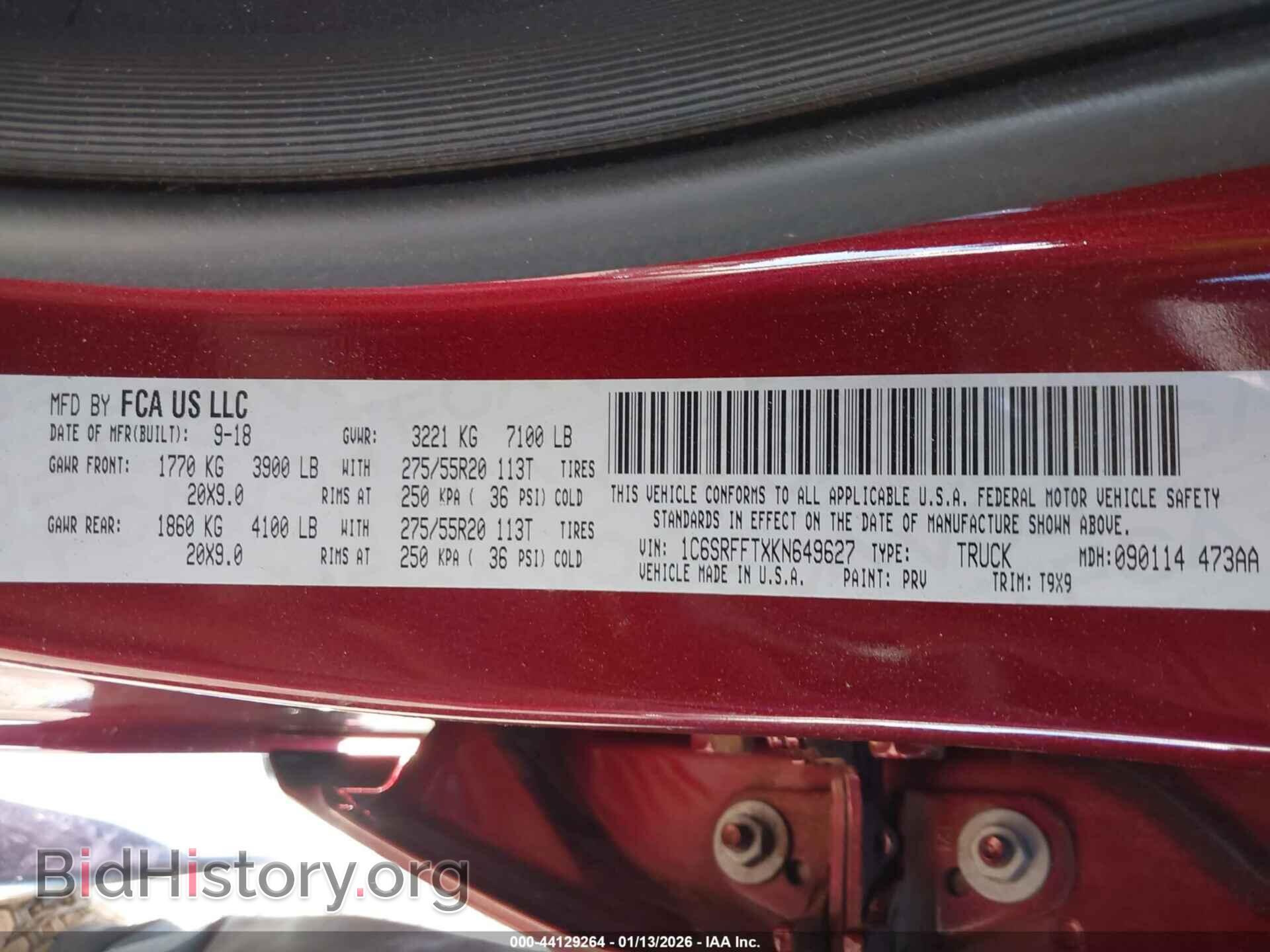 2019 RAM 1500 - VIN: 1C6SRFFTXKN649627 - Фото 9