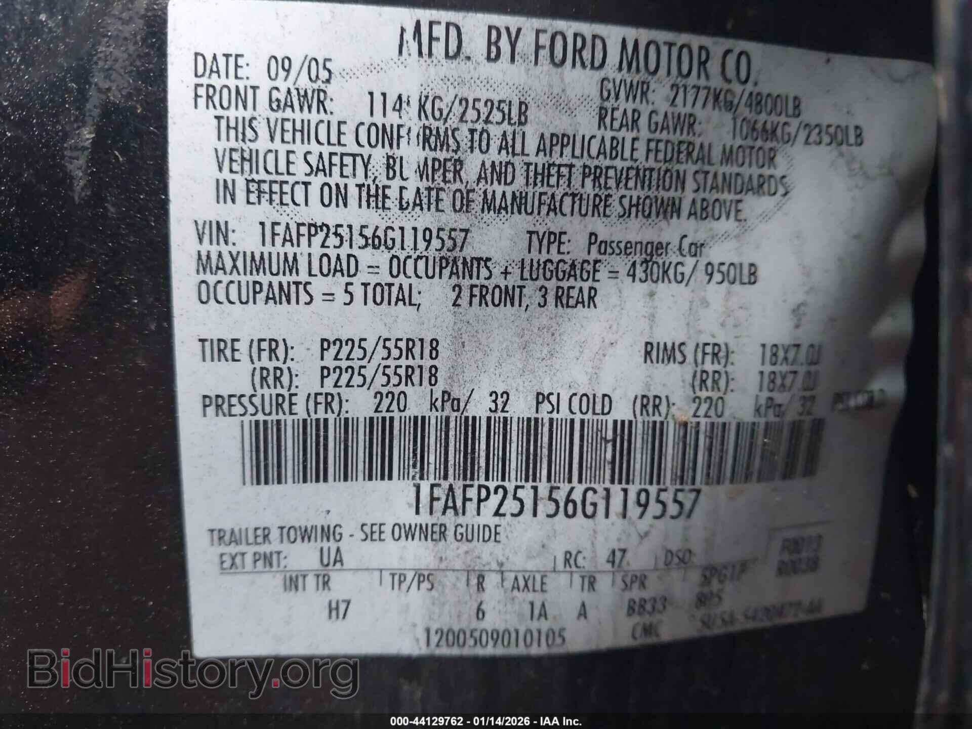 2006 FORD FIVE HUNDRED - VIN: 1FAFP25156G119557 - Фото 9