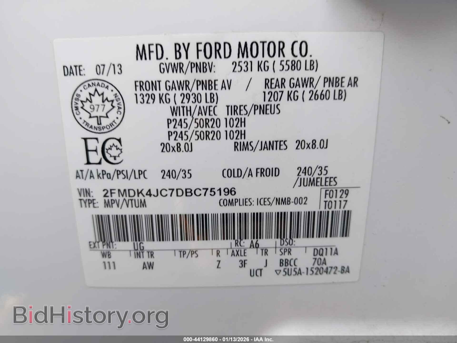 2013 FORD EDGE - VIN: 2FMDK4JC7DBC75196 - Photo 9