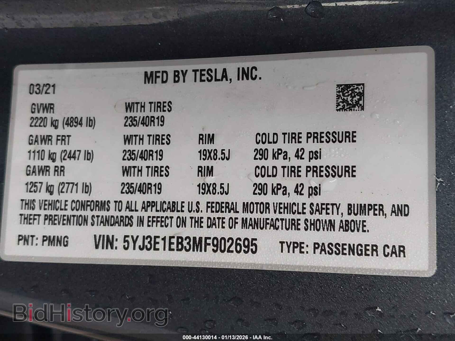 2021 TESLA MODEL 3 - VIN: 5YJ3E1EB3MF902695 - Фото 9