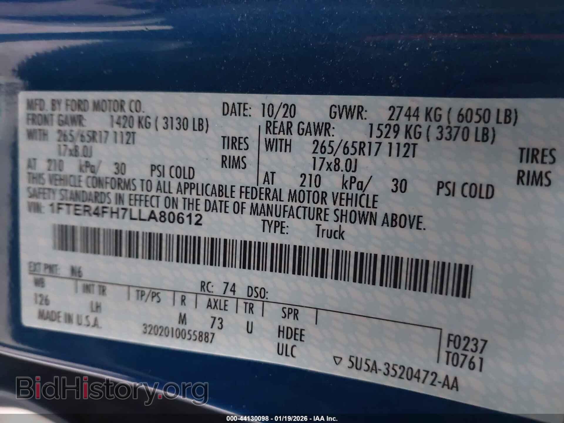 2020 FORD RANGER - VIN: 1FTER4FH7LLA80612 - Фото 9