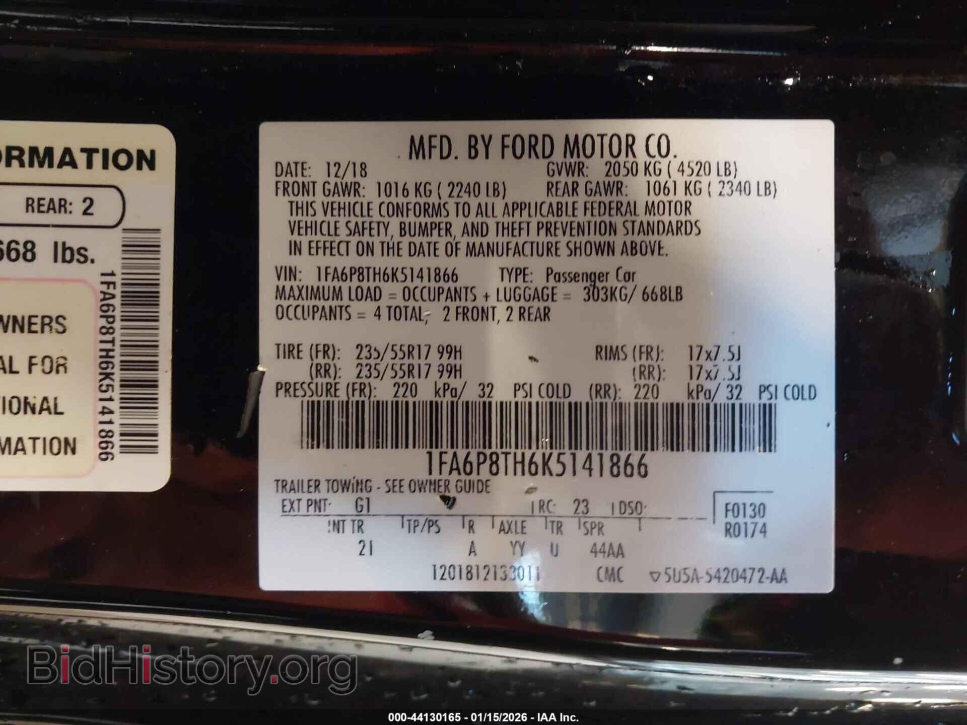 2019 FORD MUSTANG - VIN: 1FA6P8TH6K5141866 - Фото 9