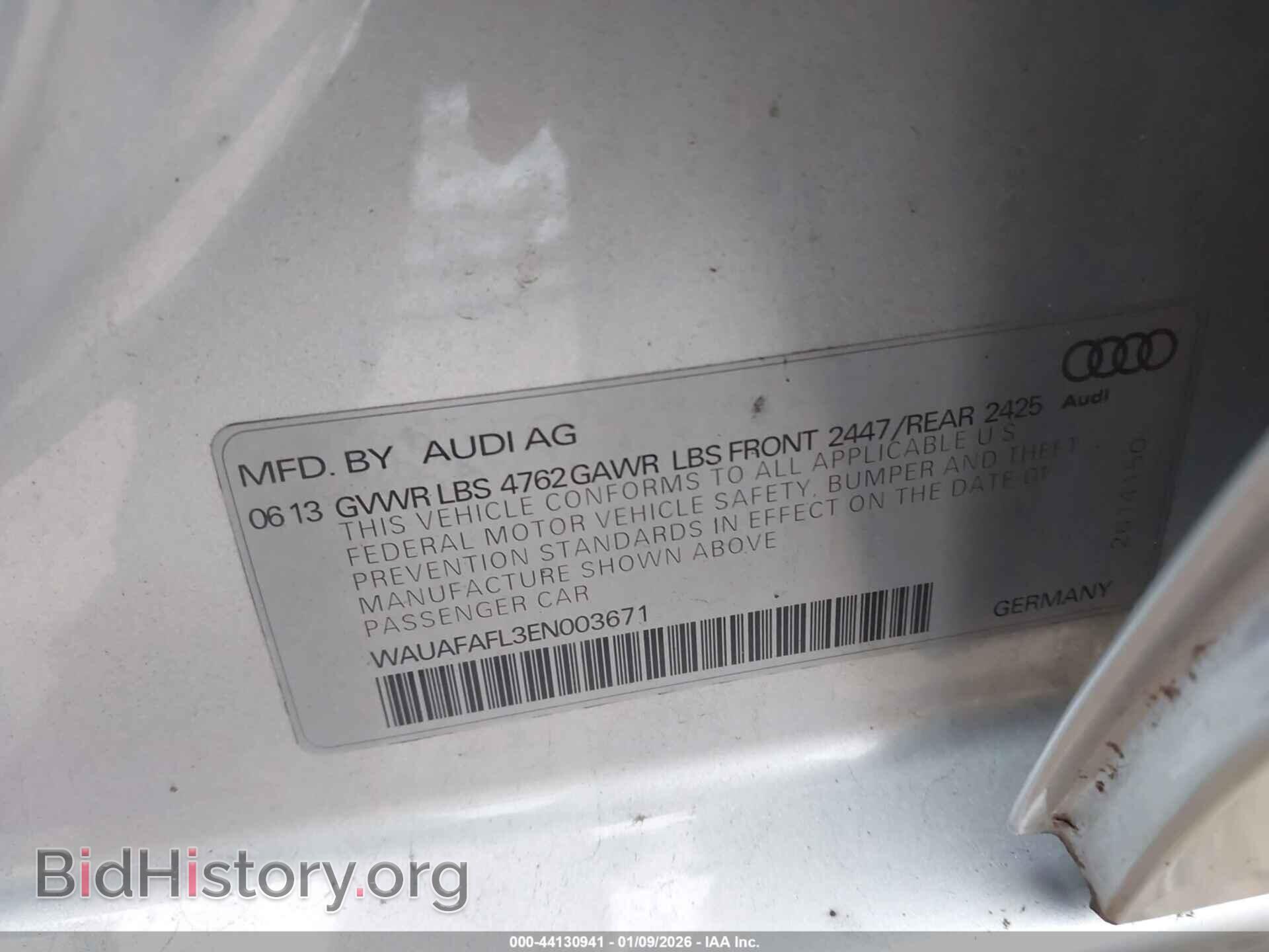 2014 AUDI A4 - VIN: WAUAFAFL3EN003671 - Фото 9