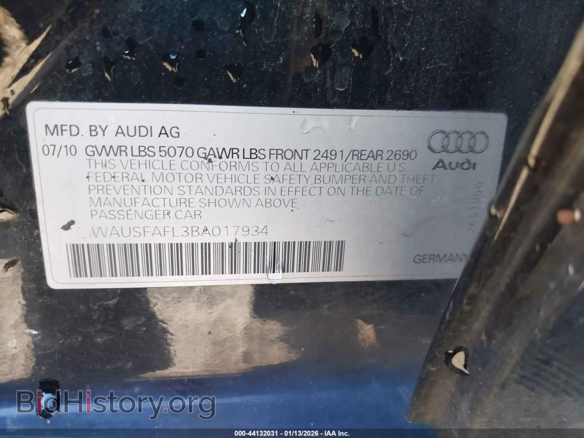 2011 AUDI A4 - VIN: WAUSFAFL3BA017934 - Фото 9