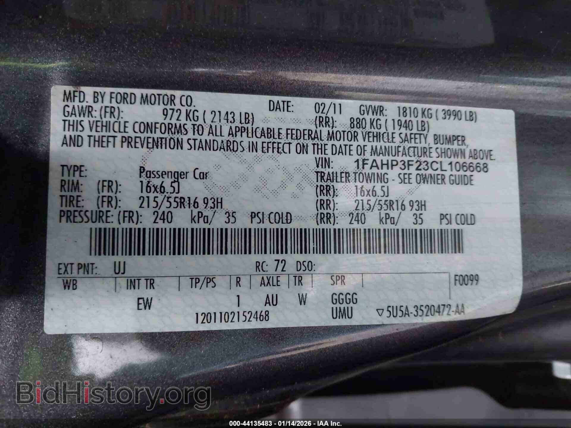 2012 FORD FOCUS - VIN: 1FAHP3F23CL106668 - Фото 9