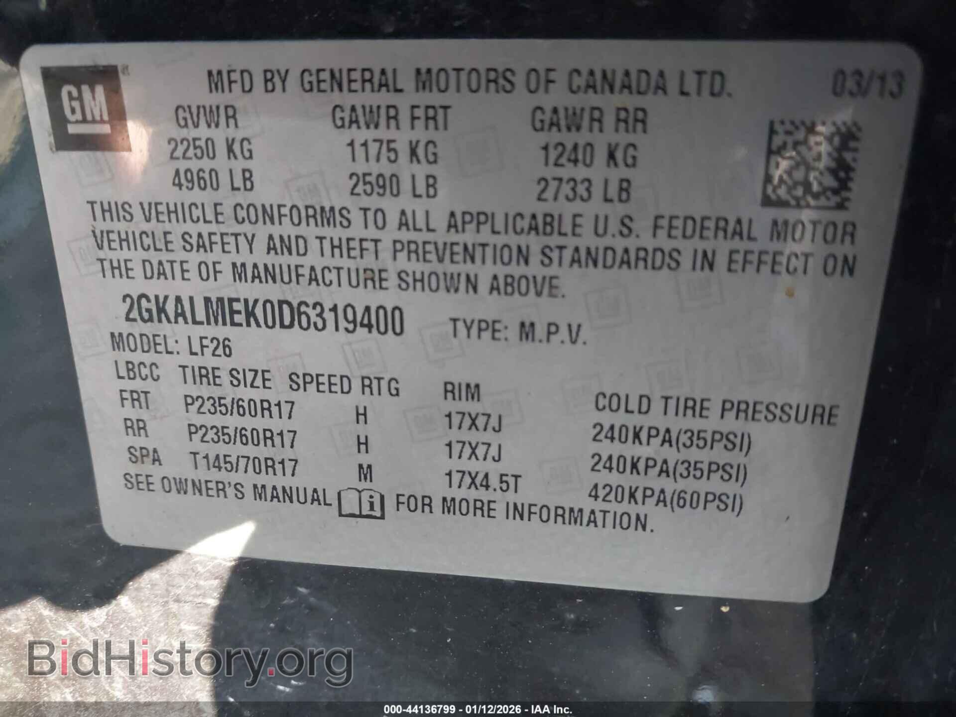 2013 GMC TERRAIN - VIN: 2GKALMEK0D6319400 - Photo 9
