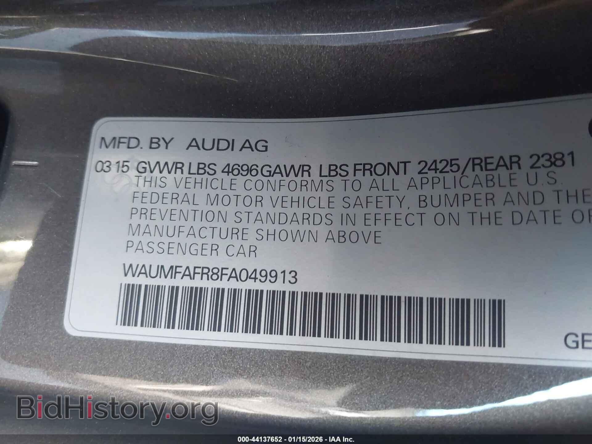 2015 AUDI A5 - VIN: WAUMFAFR8FA049913 - Фото 9