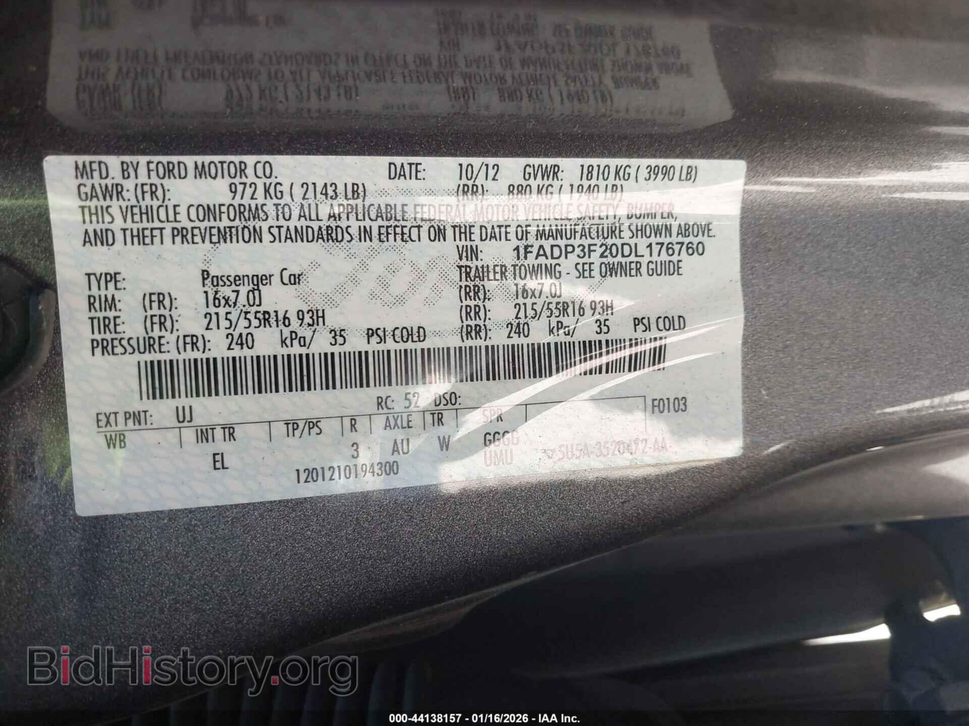 2013 FORD FOCUS - VIN: 1FADP3F20DL176760 - Фото 9