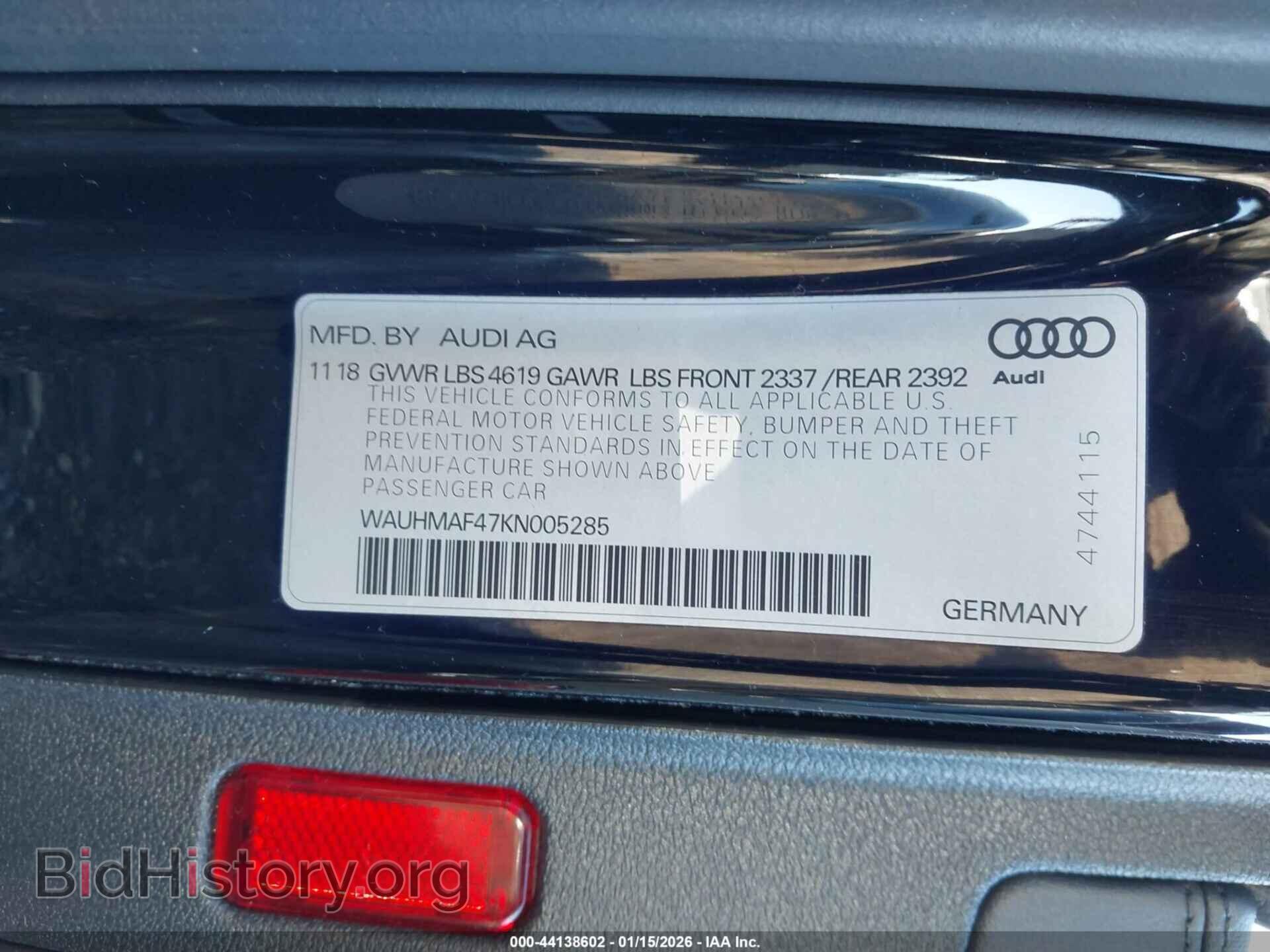 2019 AUDI A4 - VIN: WAUHMAF47KN005285 - Фото 9