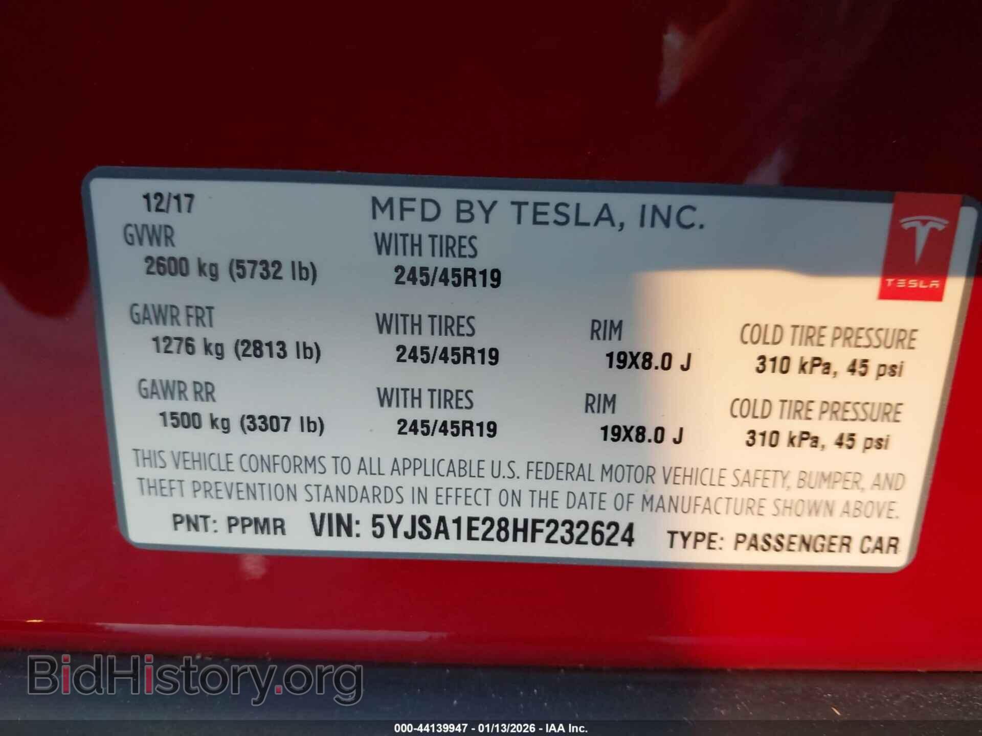 2017 TESLA MODEL S - VIN: 5YJSA1E28HF232624 - Фото 9