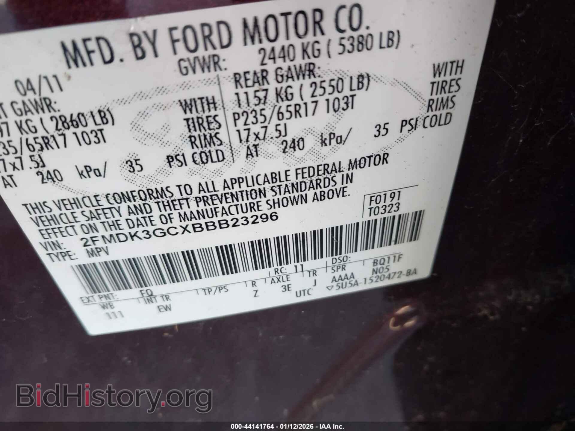 2011 FORD EDGE - VIN: 2FMDK3GCXBBB23296 - Photo 9