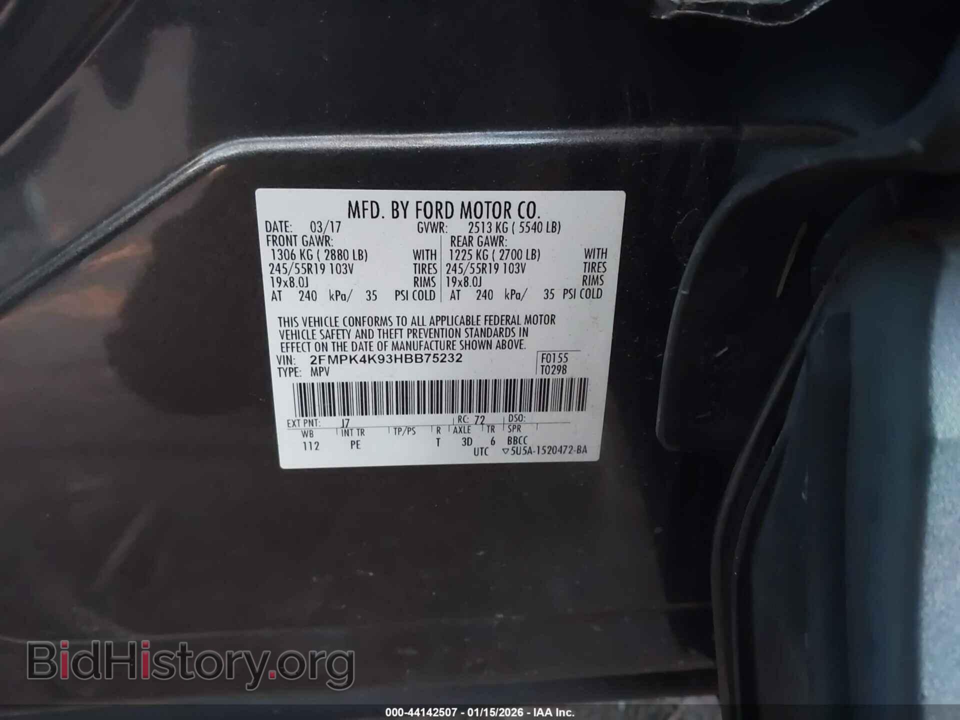 2017 FORD EDGE - VIN: 2FMPK4K93HBB75232 - Photo 9