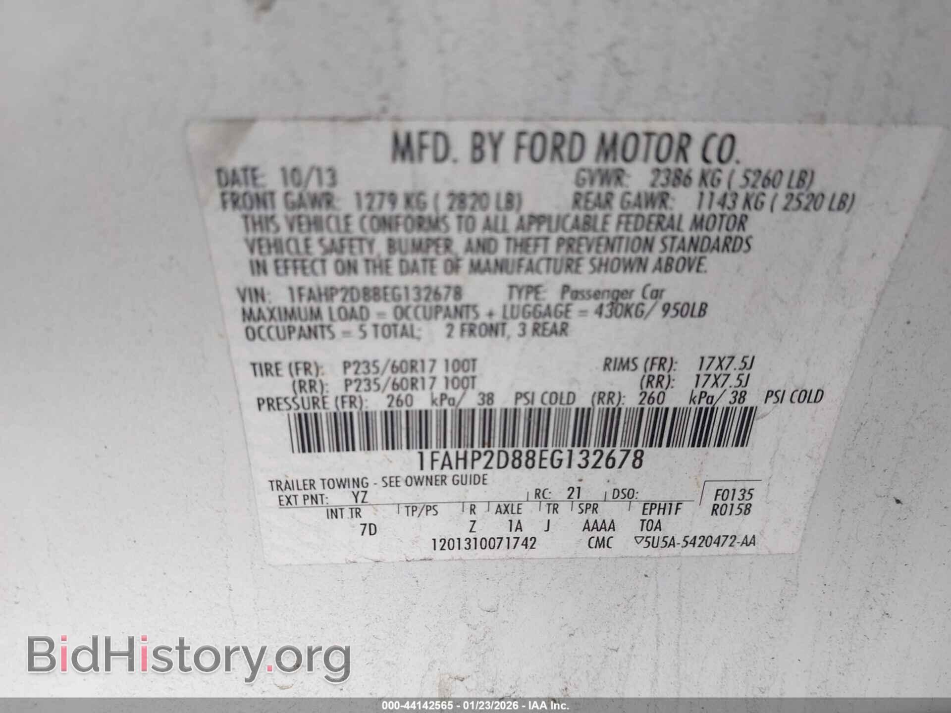 2014 FORD TAURUS - VIN: 1FAHP2D88EG132678 - Фото 9