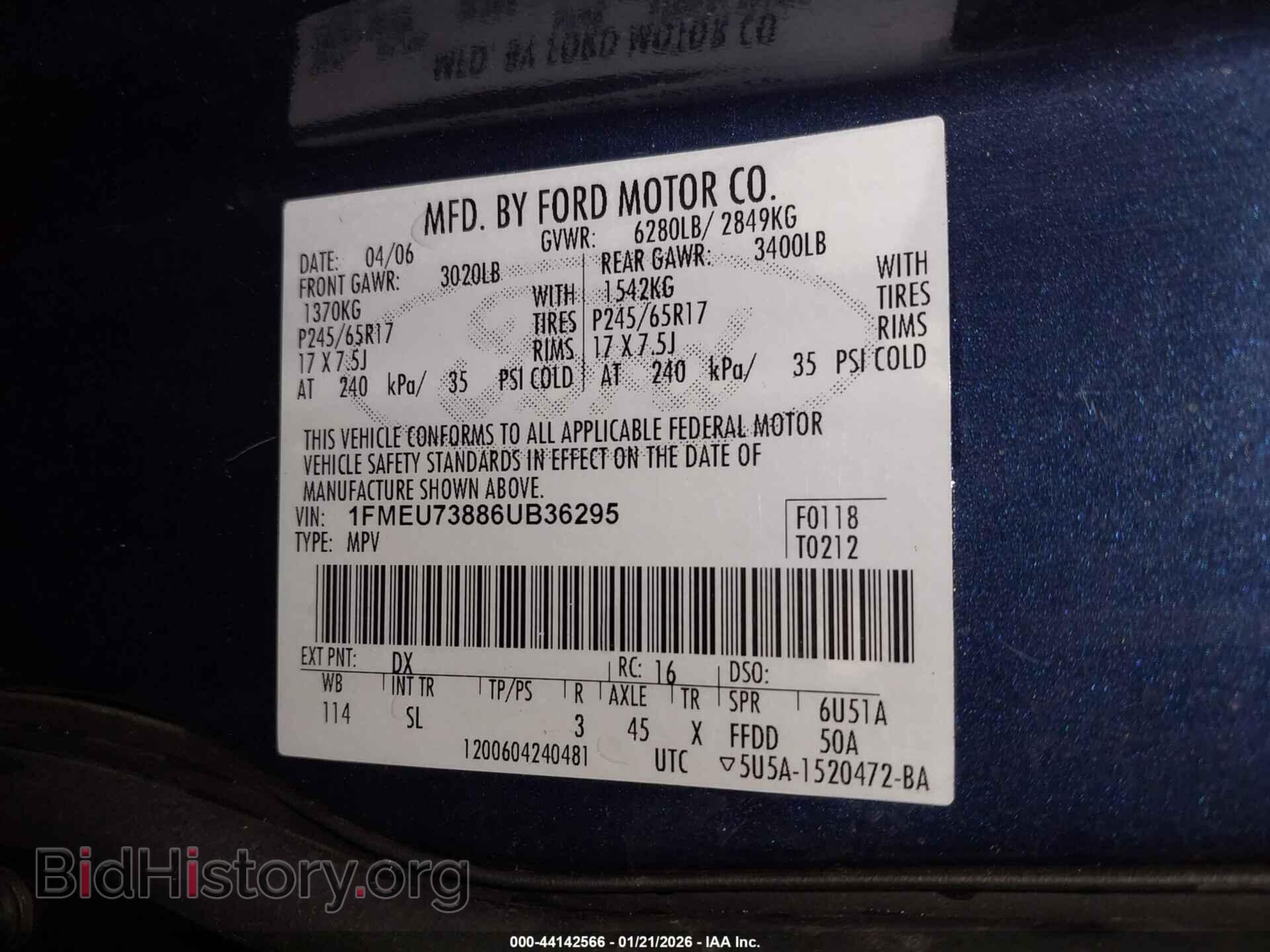 2006 FORD EXPLORER - VIN: 1FMEU73886UB36295 - Фото 9