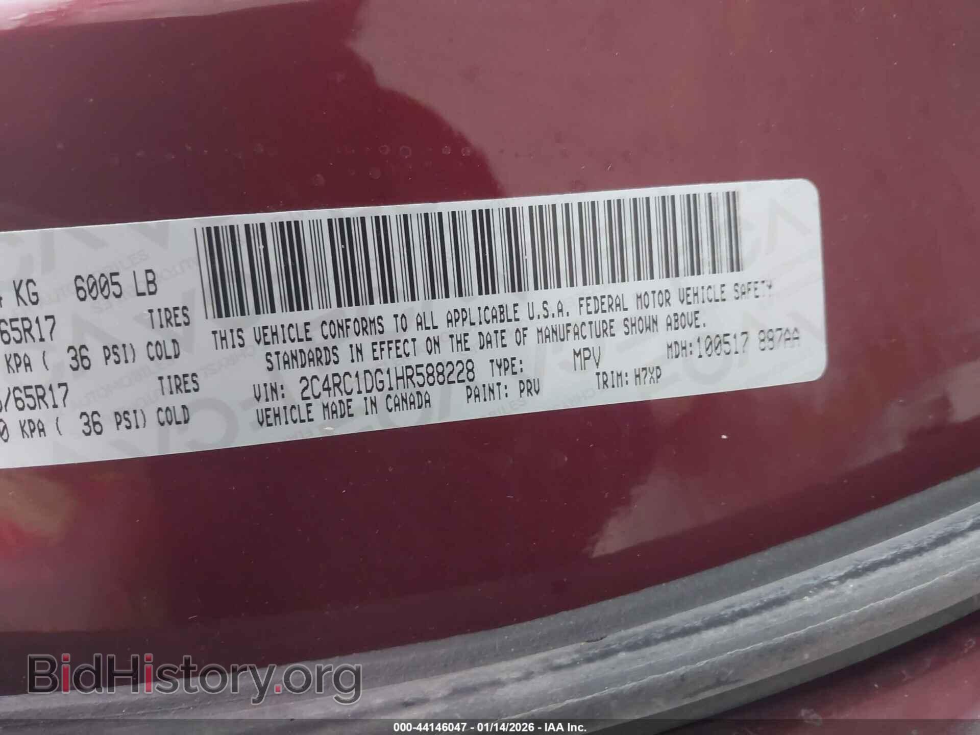 2017 CHRYSLER PACIFICA - VIN: 2C4RC1DG1HR588228 - Фото 9