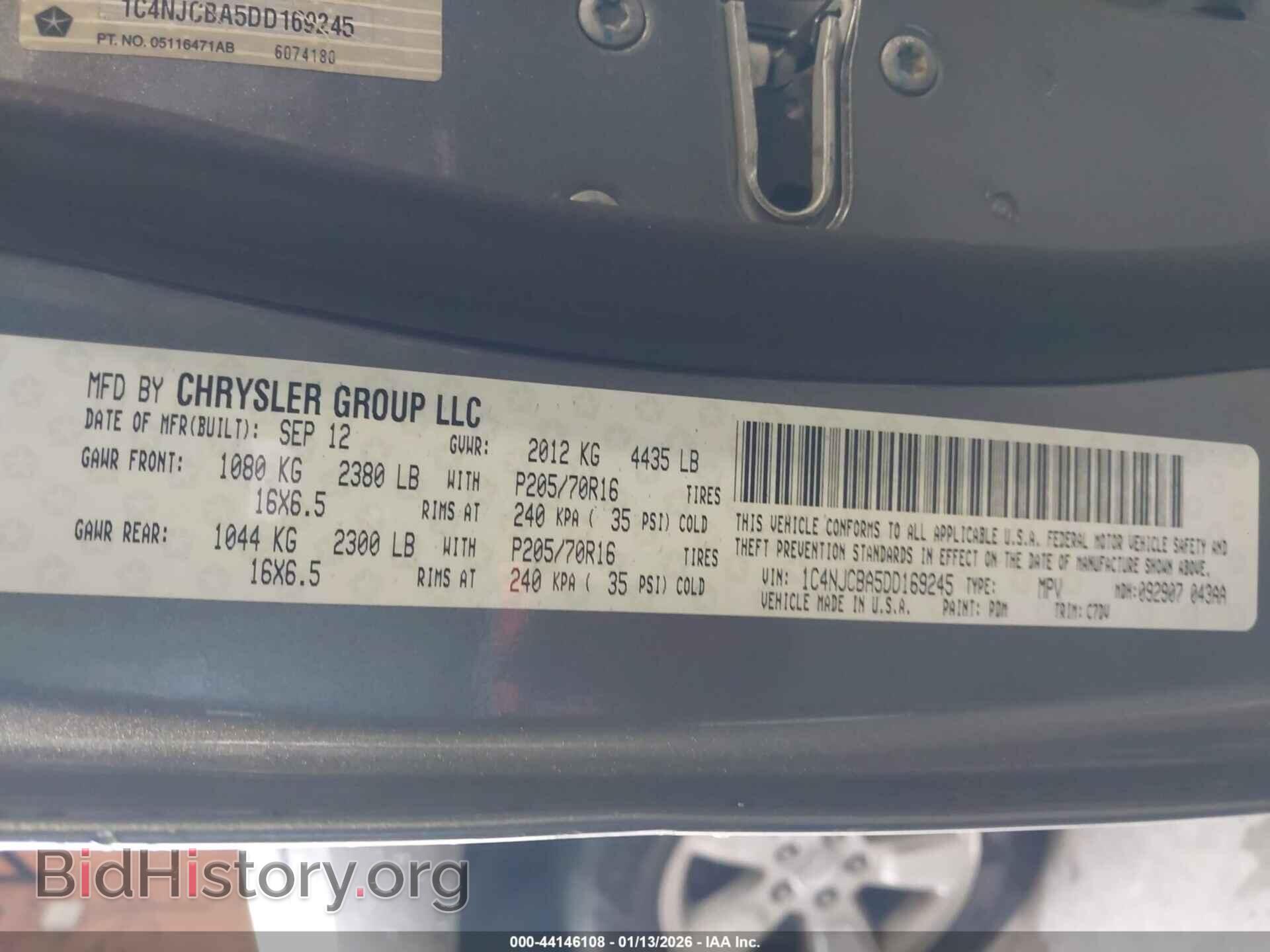 2013 JEEP COMPASS - VIN: 1C4NJCBA5DD169245 - Фото 9