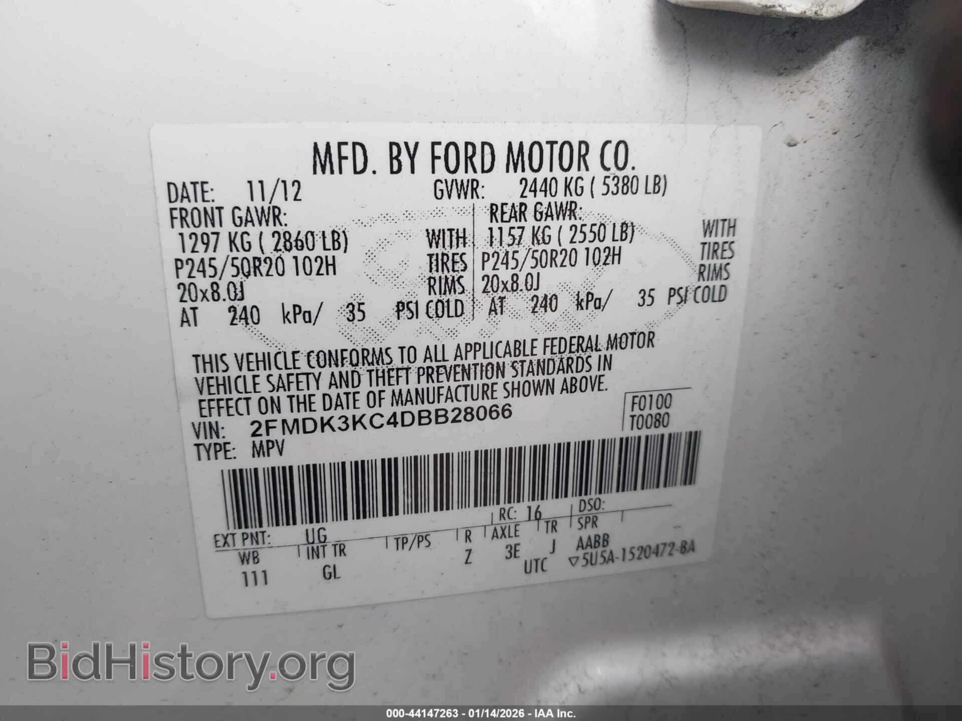 2013 FORD EDGE - VIN: 2FMDK3KC4DBB28066 - Фото 9
