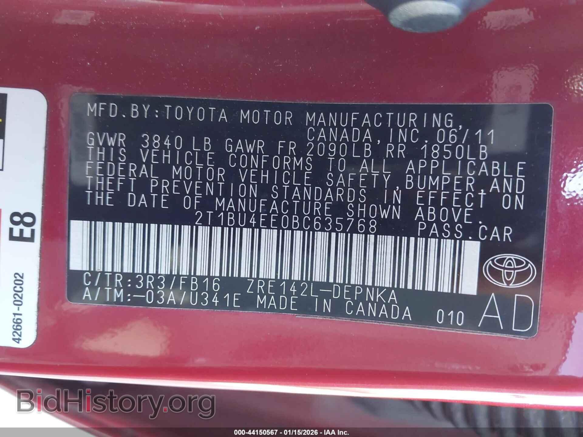 2011 TOYOTA COROLLA - VIN: 2T1BU4EE0BC635768 - Фото 9