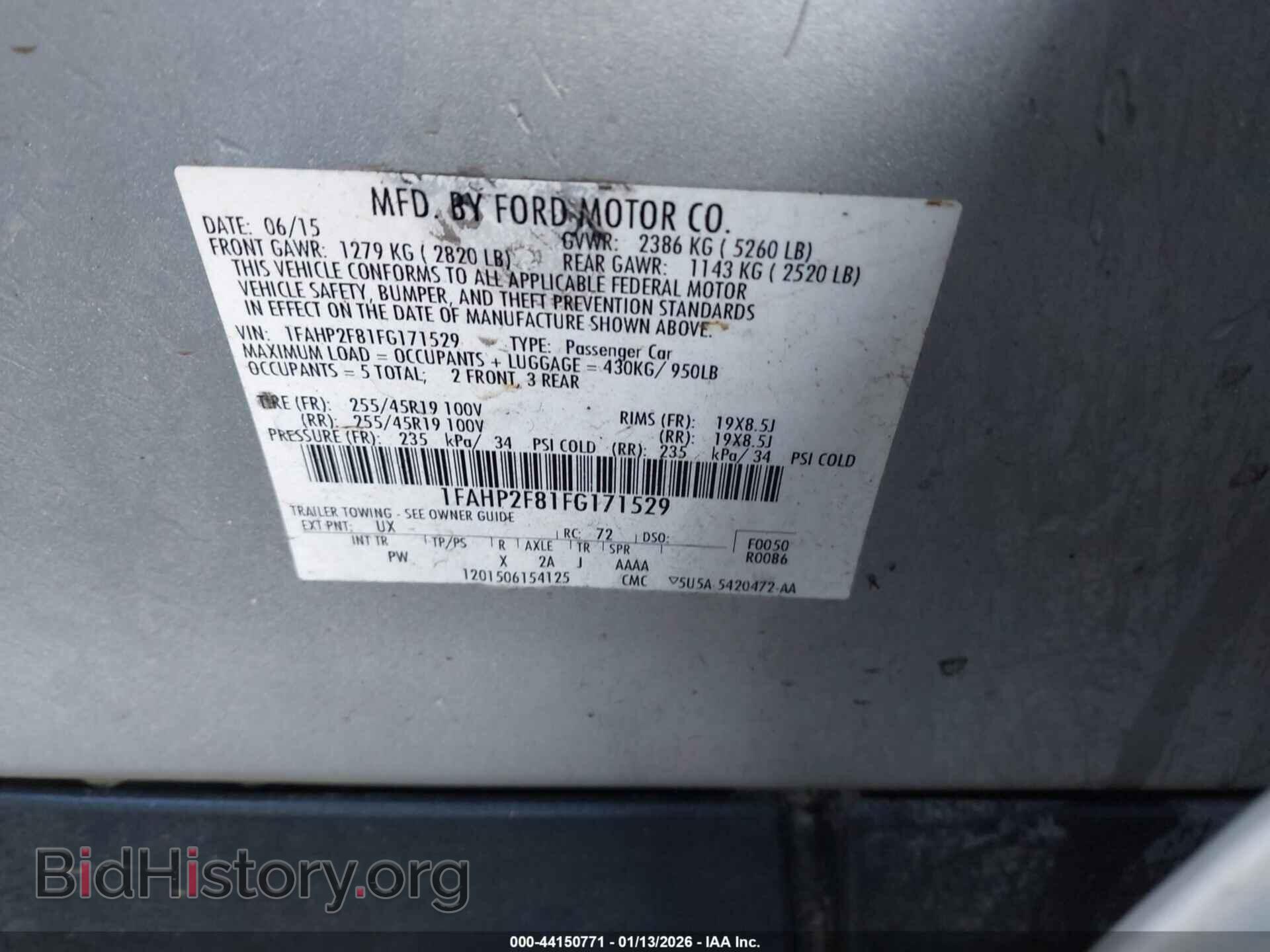 2015 FORD TAURUS - VIN: 1FAHP2F81FG171529 - Фото 9